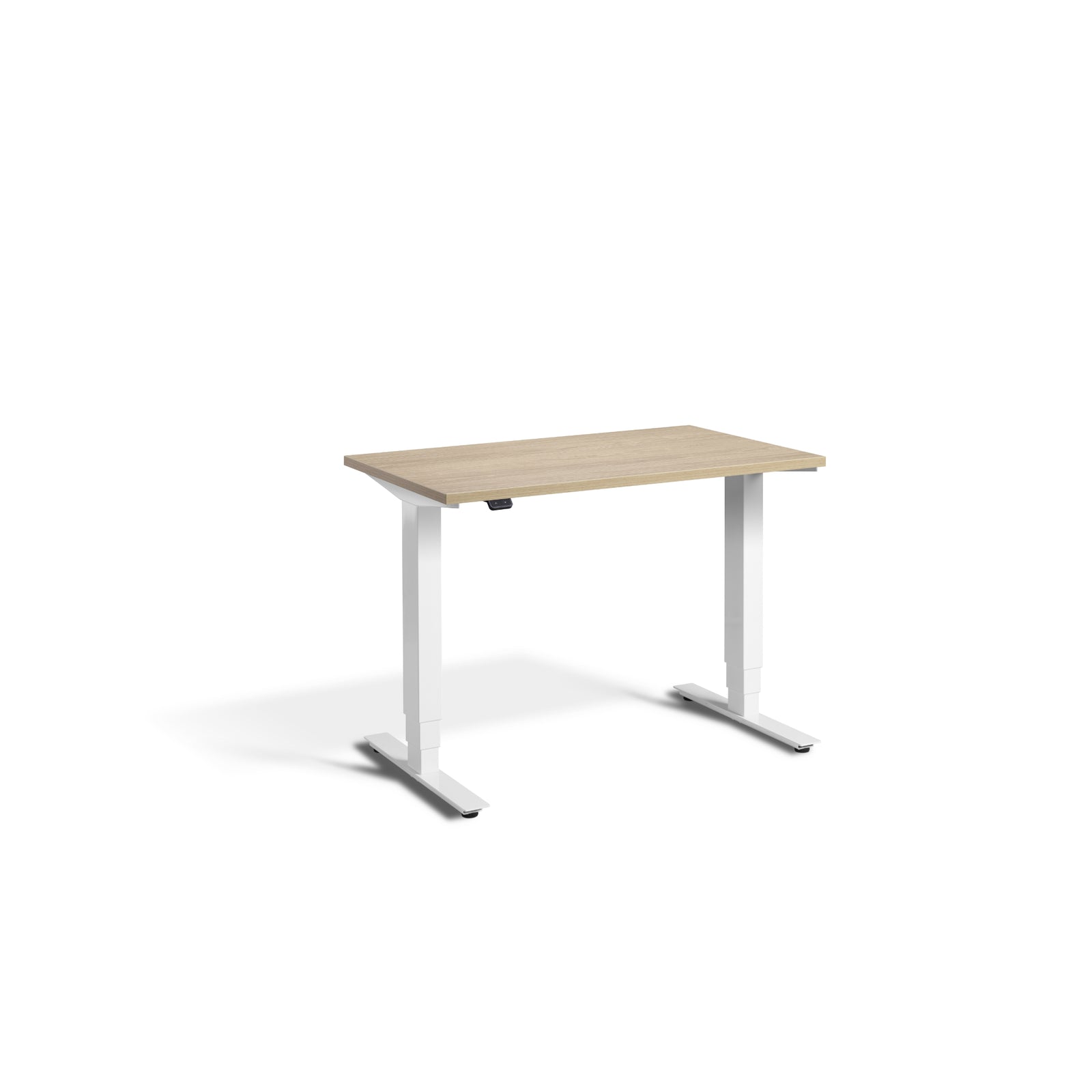 Quiet Compact Desk with White Frame and Natural Oak Desktop