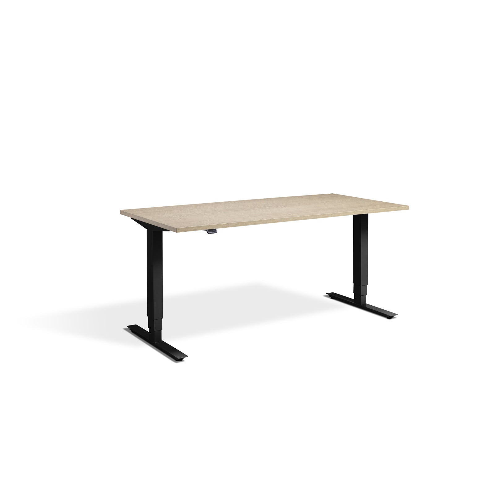 Quiet Motor Standing Desk with Black Frame and Natural Oak Desktop
