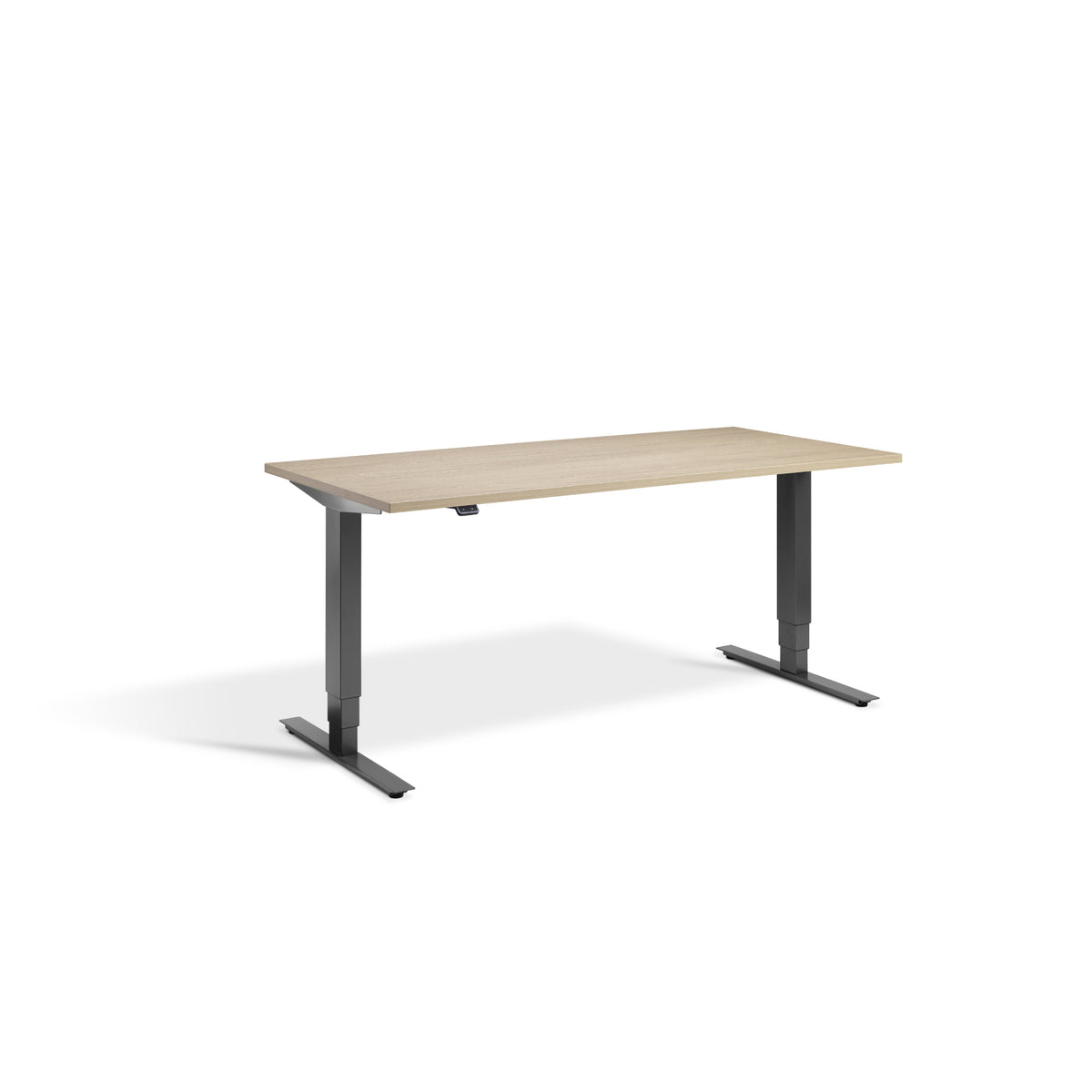 Quiet Motor Standing Desk with Dark Grey Frame and Natural Oak Desktop