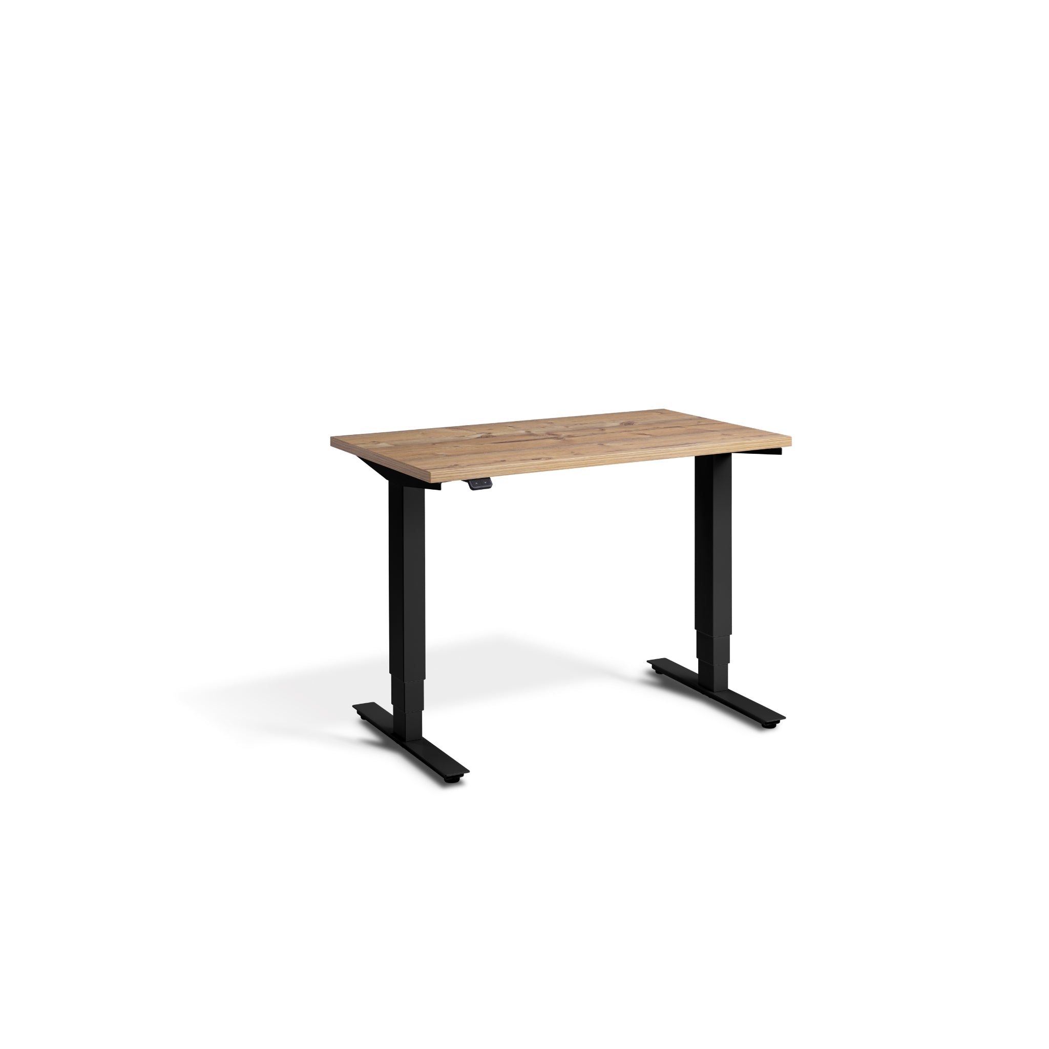 Quiet Compact Desk with Black Frame and Timber Desktop 