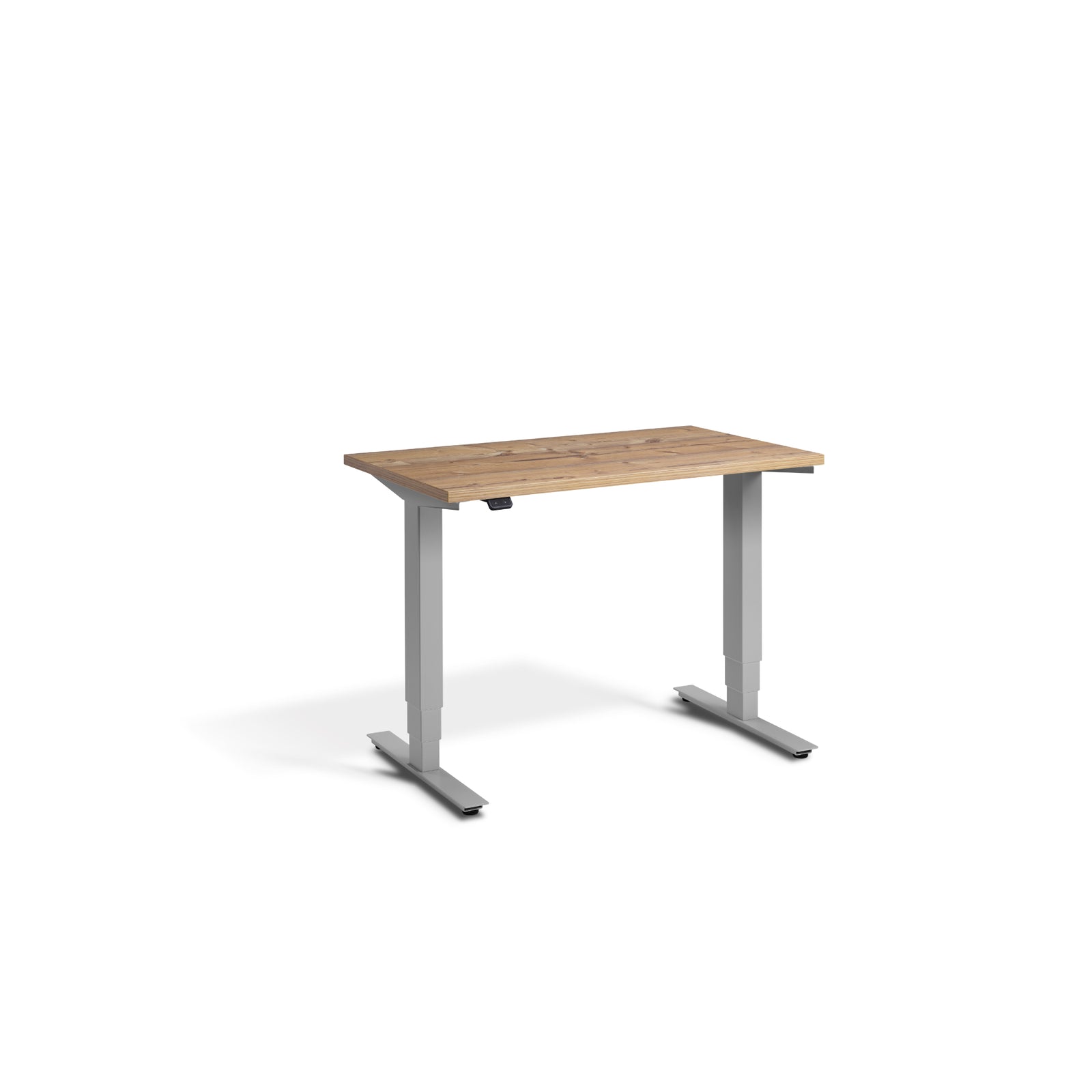 Quiet Compact Desk with Silver Frame and Timber Desktop