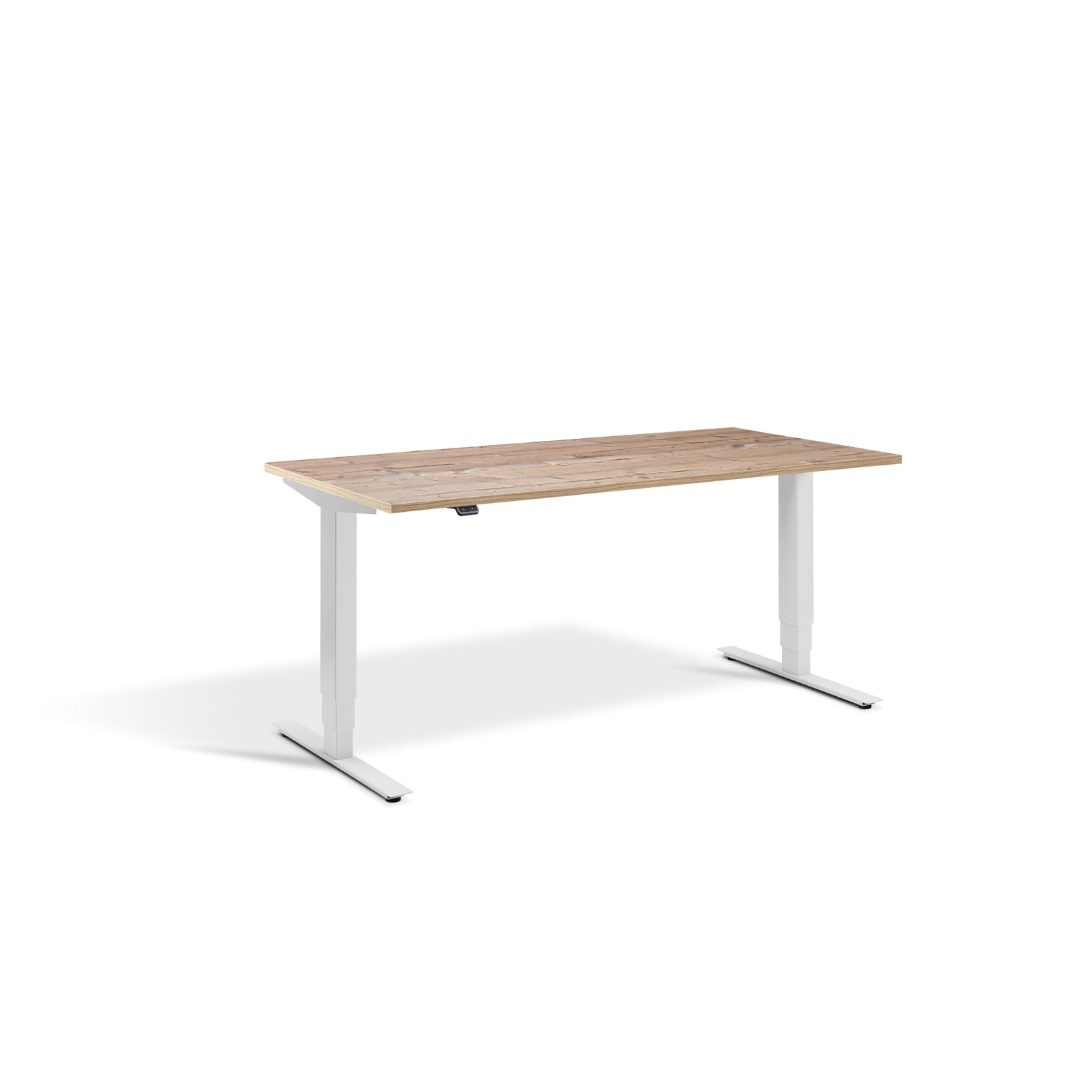 Quiet Motor Standing Desk with Light Grey Frame and Timber Desktop