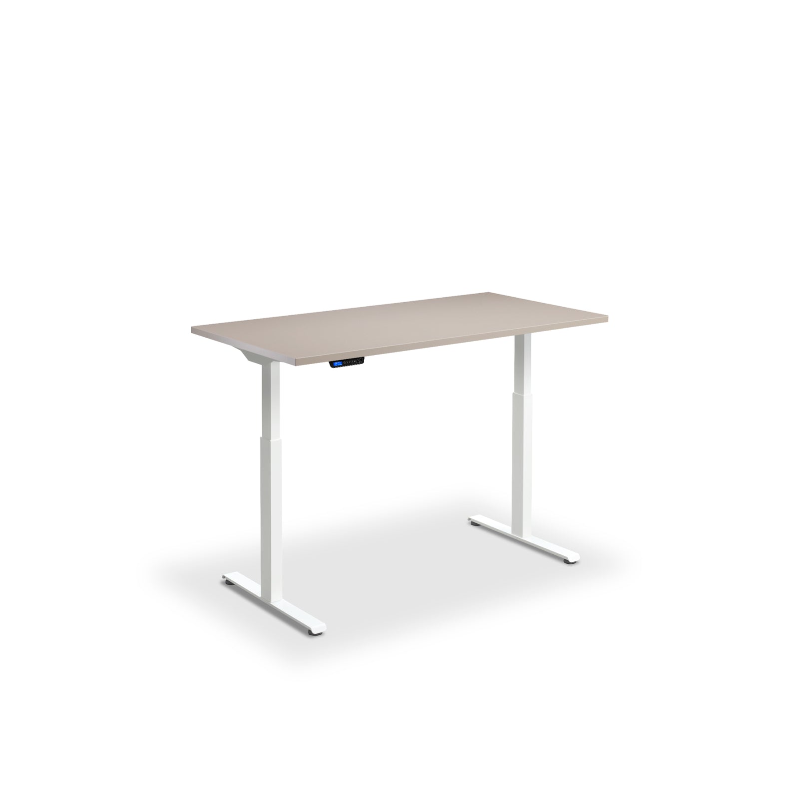 Quiet motor standing desk with white frame and stone desktop