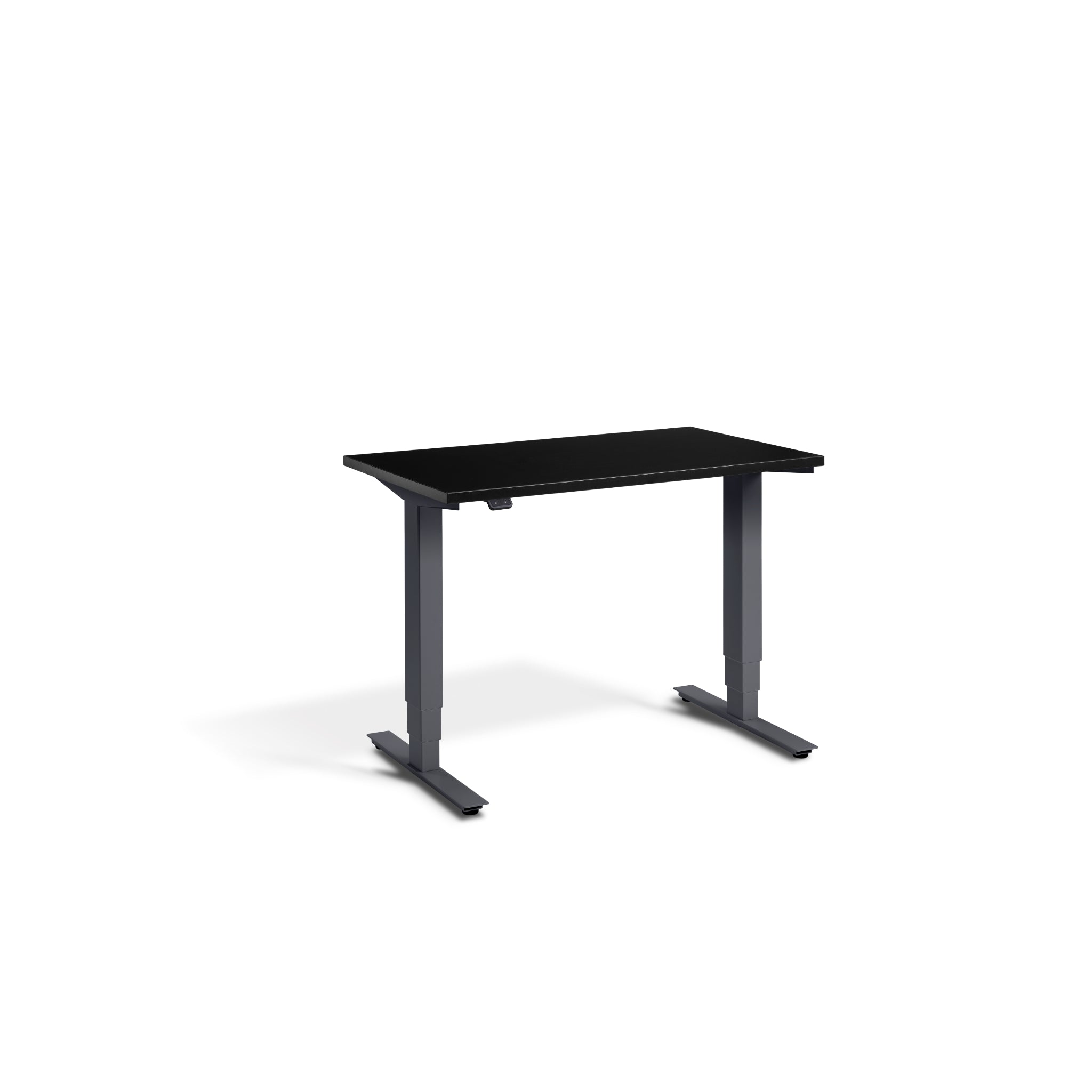 Quiet Compact Desk with Anthracite Frame and Black Desktop