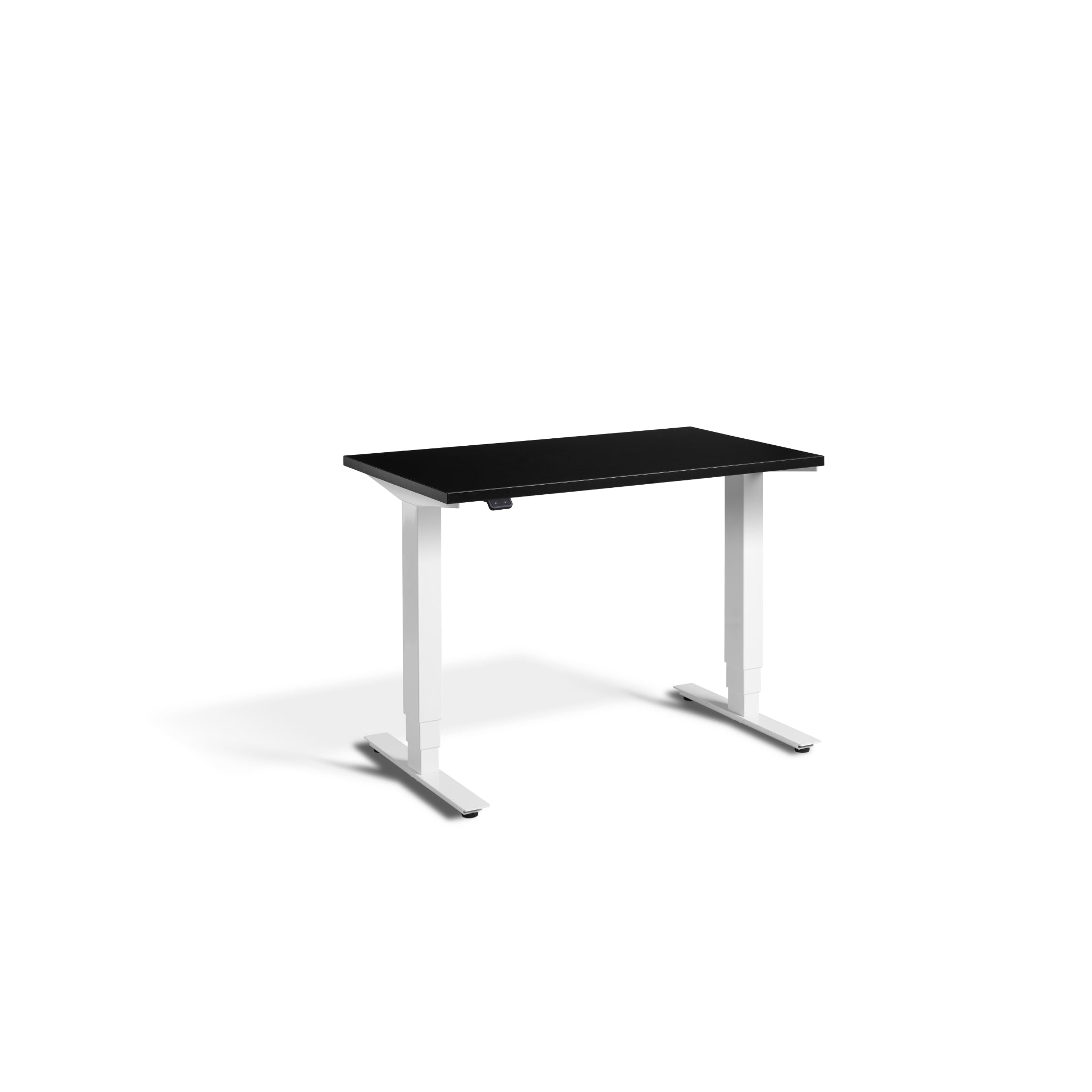 Quiet Compact Desk with White Frame and Black Desktop