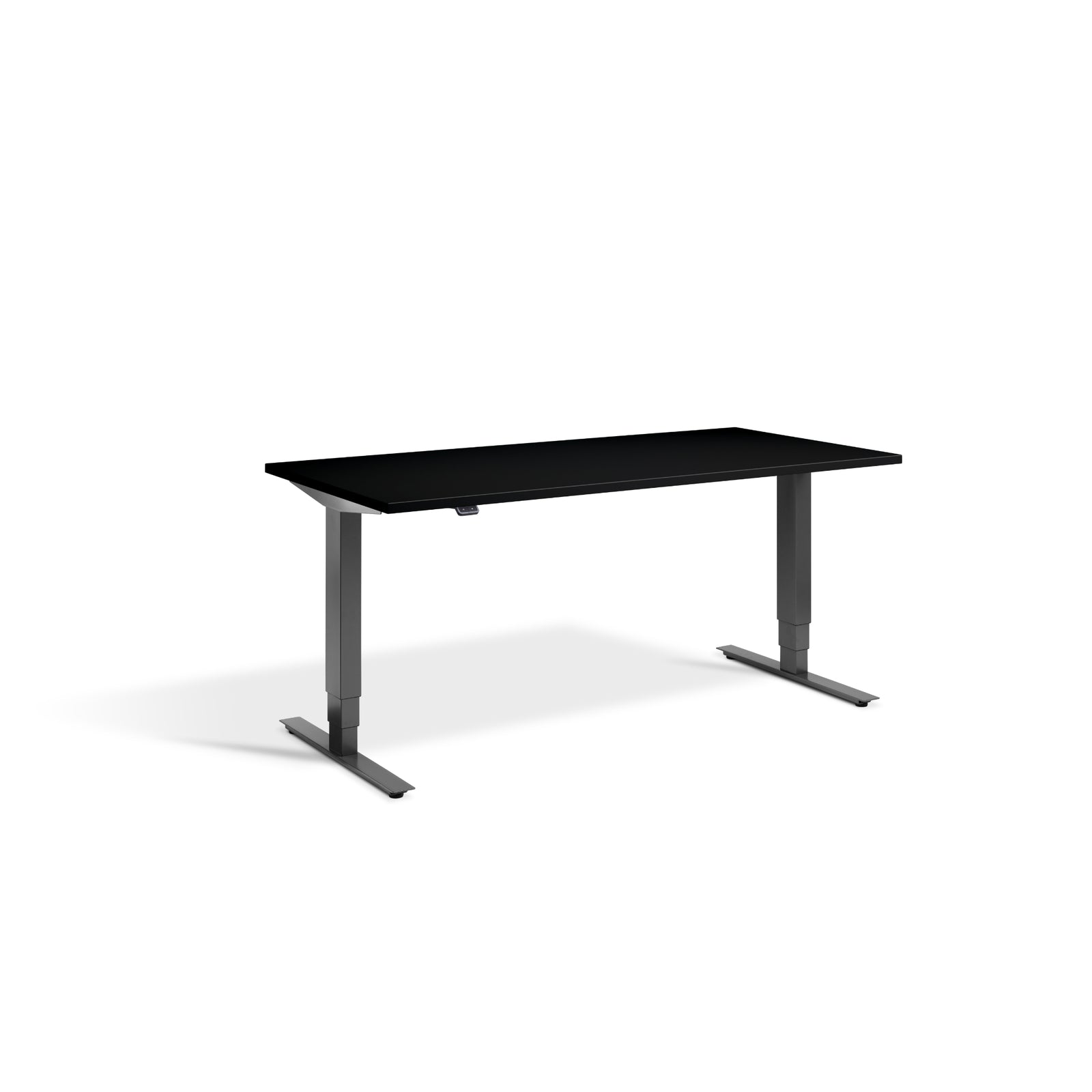 Quiet Motor Standing Desk with Dark Grey Frame and Black Desktop