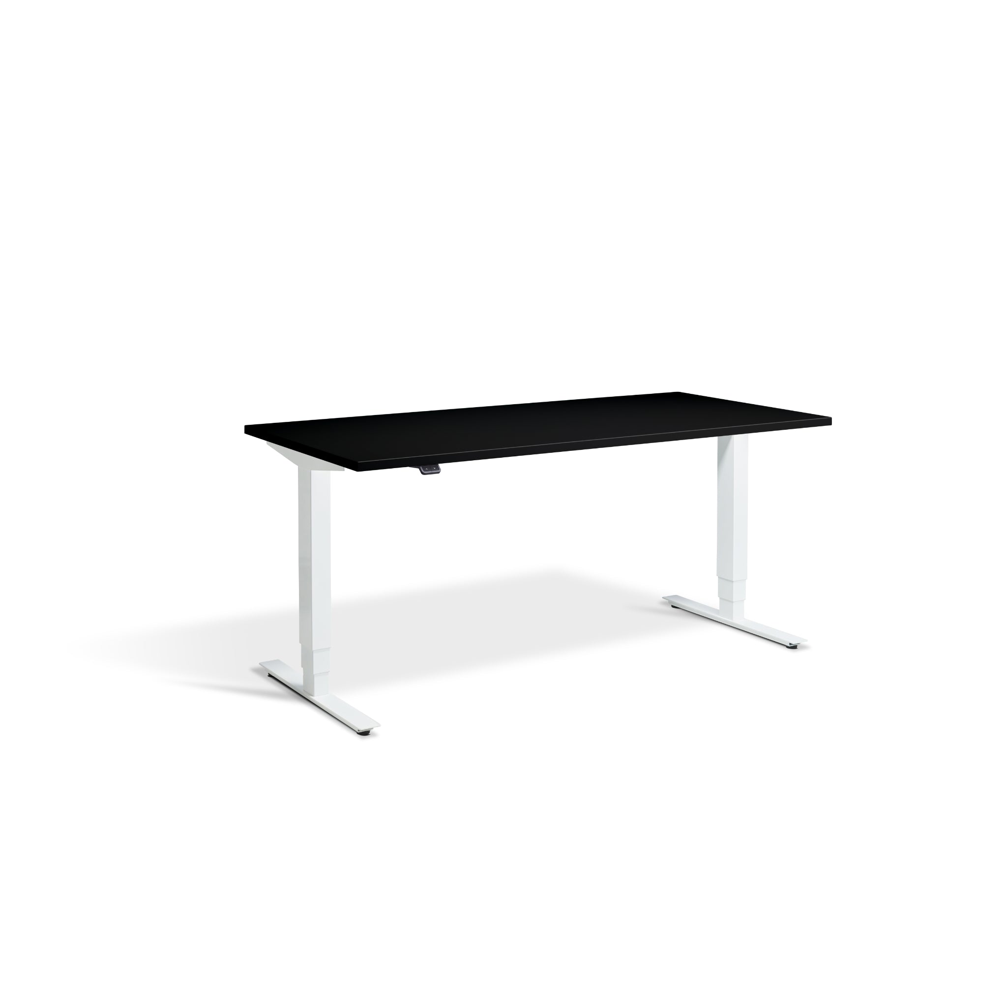 Quiet Motor Standing Desk with White Frame and Black Desktop