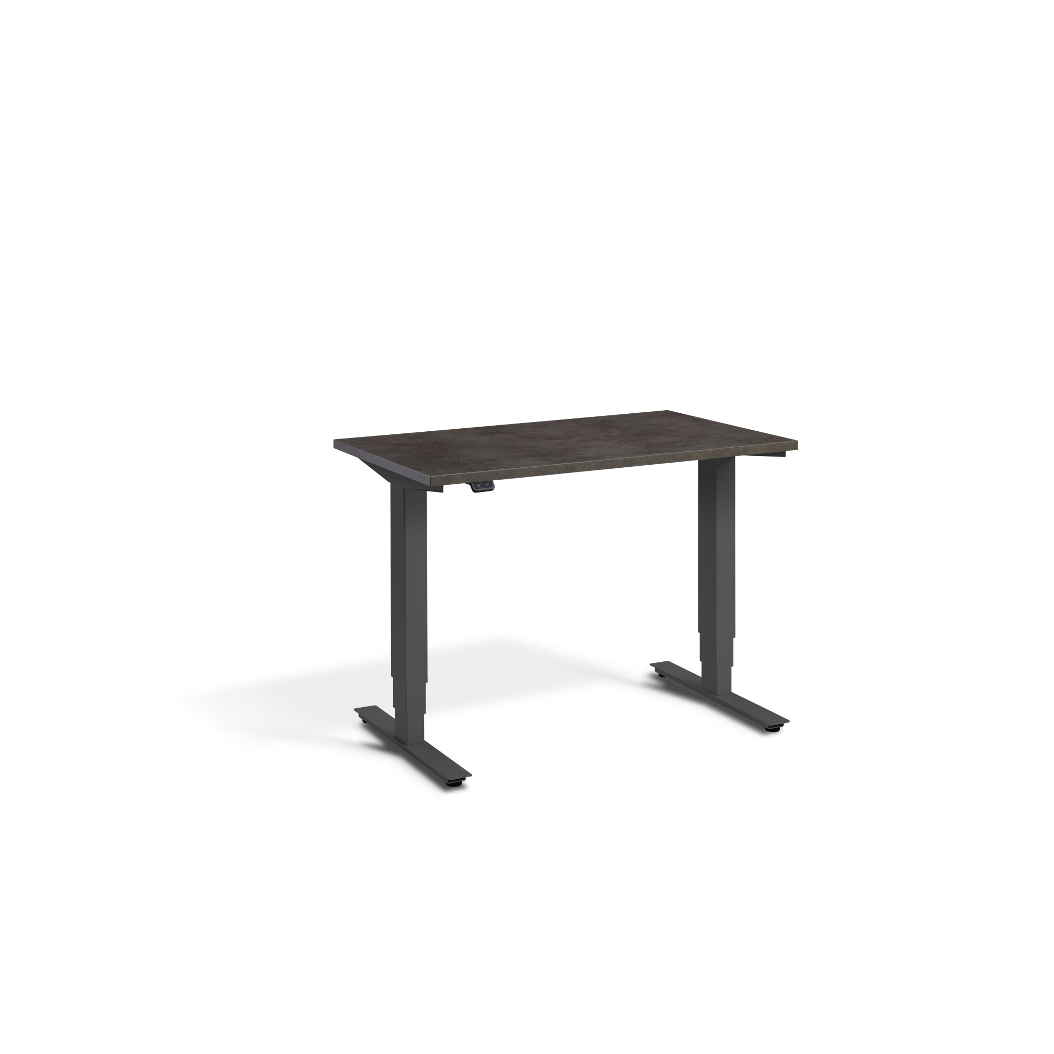 Quiet Compact Desk with Dark Grey Frame and Dark Concrete Desktop