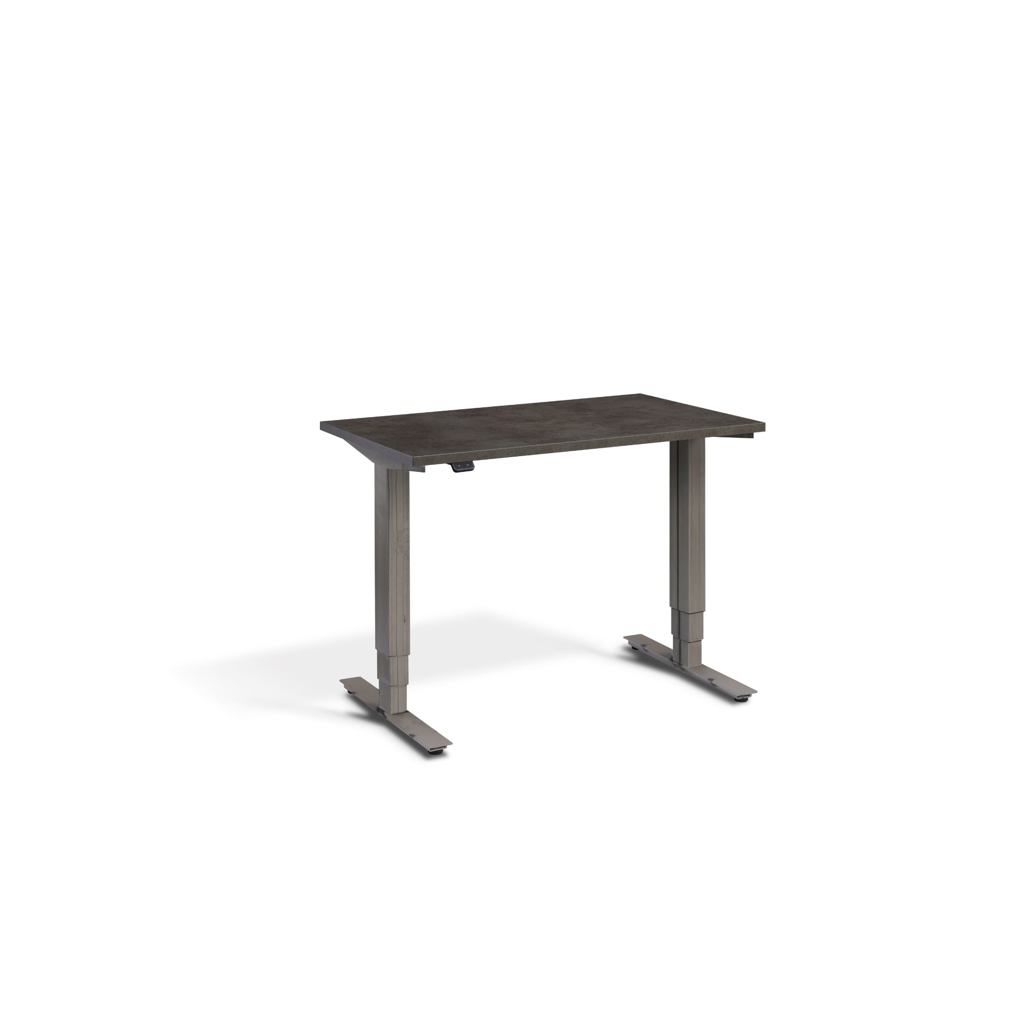 Quiet Compact Desk with Raw Steel Frame and Dark Concrete Desktop