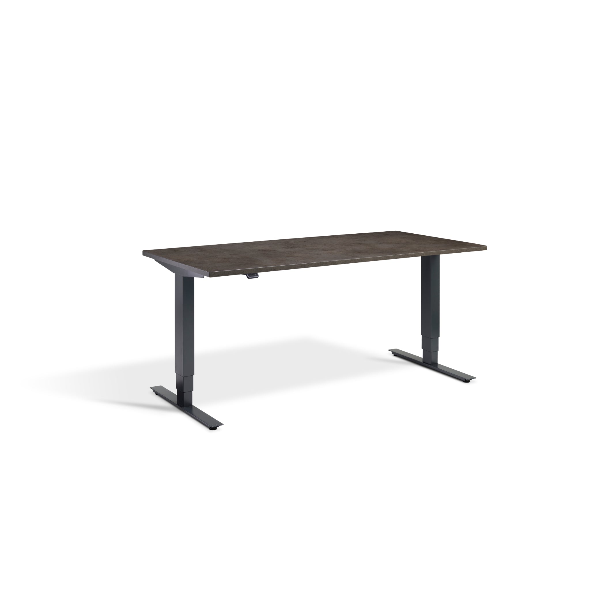Quiet Motor Standing Desk with Anthracite Frame and Dark Concrete Desktop