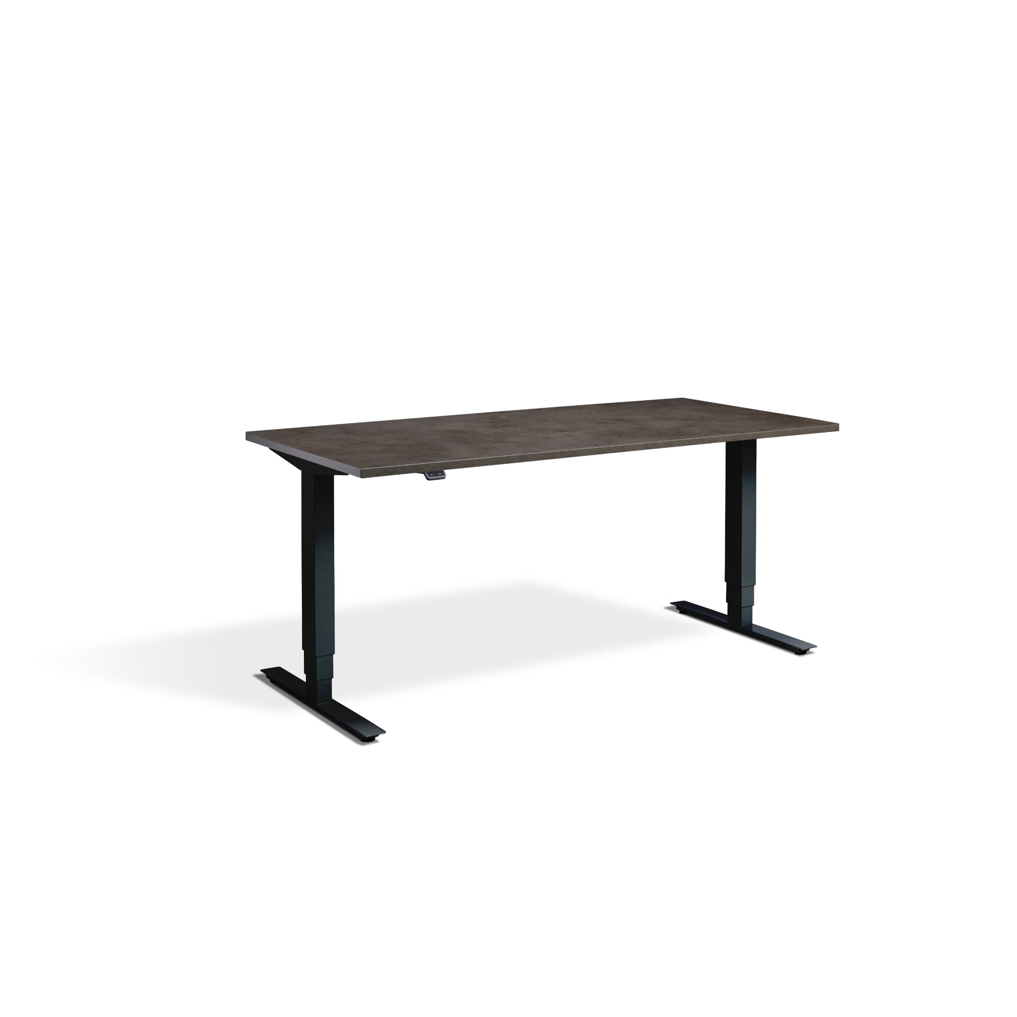 Quiet Motor Standing Desk with Black Frame and Dark Concrete Desktop