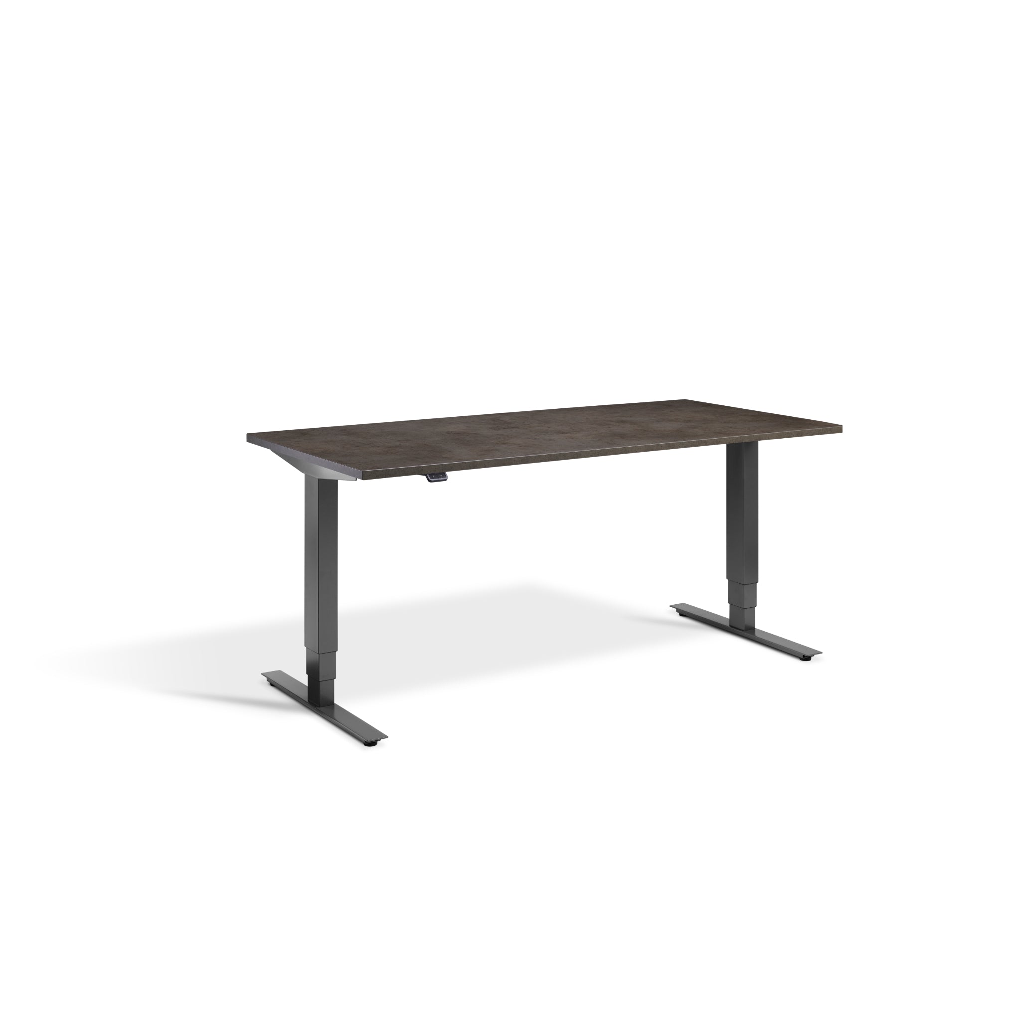 Quiet Motor Standing Desk with Dark Grey Frame and Dark Concrete Desktop