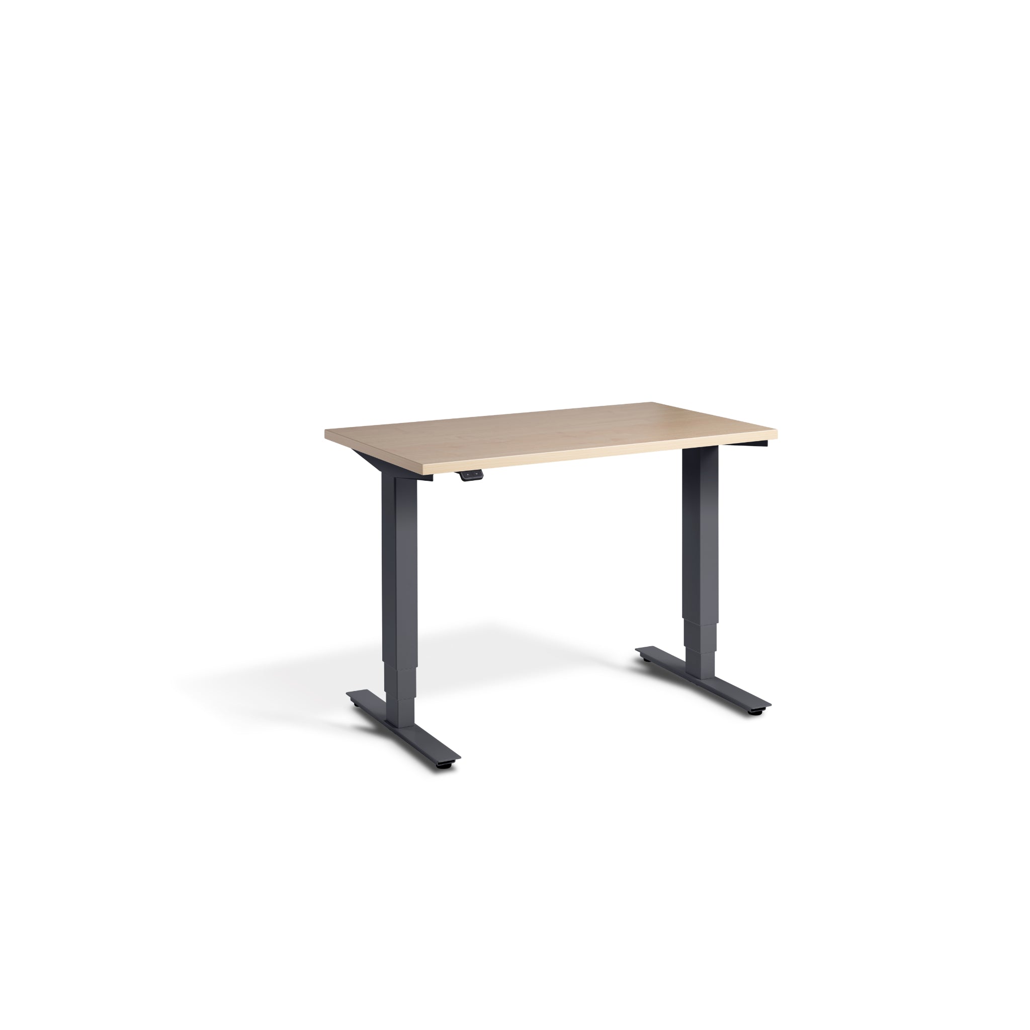 Quiet Compact Desk with Anthracite Frame and Maple Desktop
