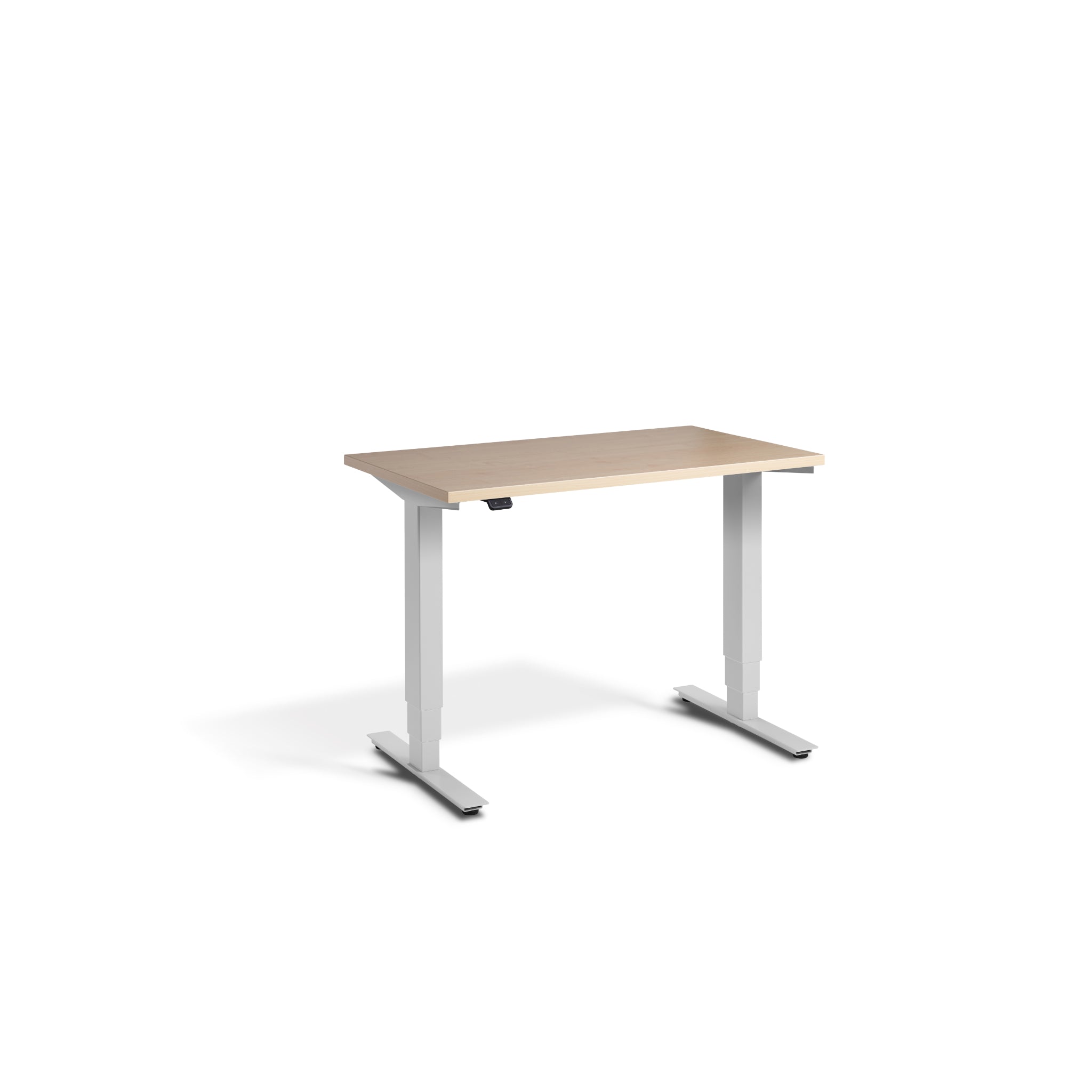 Quiet Compact Desk with Light Grey Frame and Maple Desktop