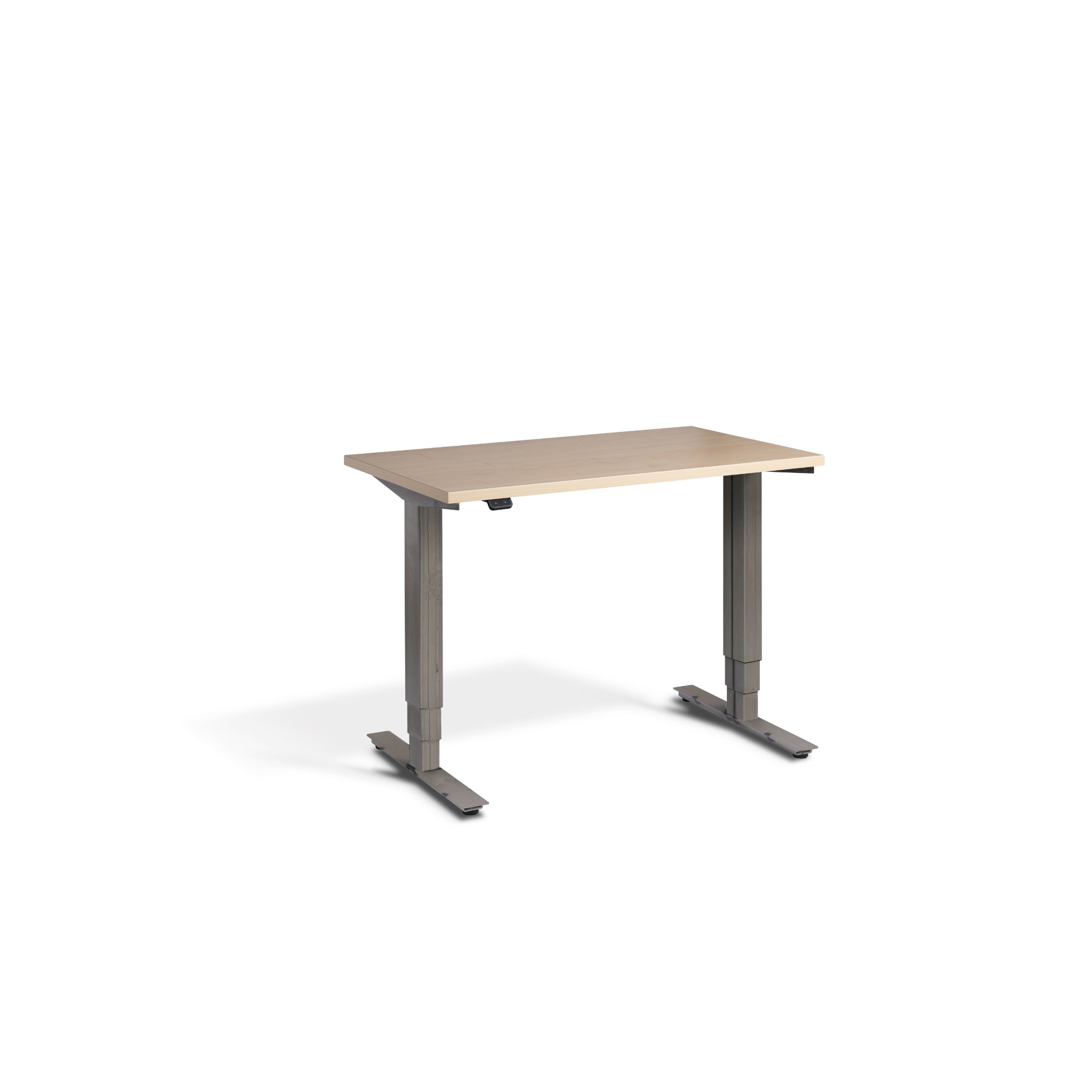Quiet Compact Desk with Raw Steel Frame and Maple Desktop
