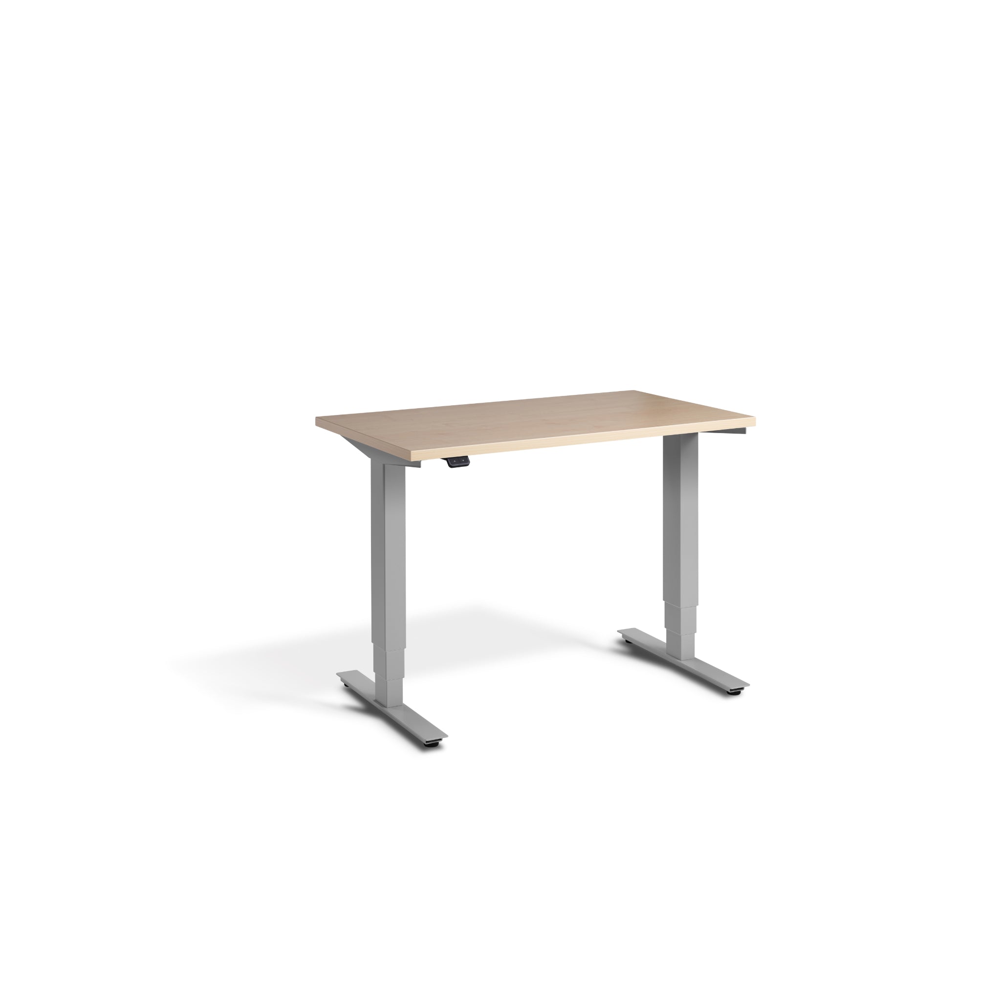 Quiet Compact Desk with Silver Frame and Maple Desktop
