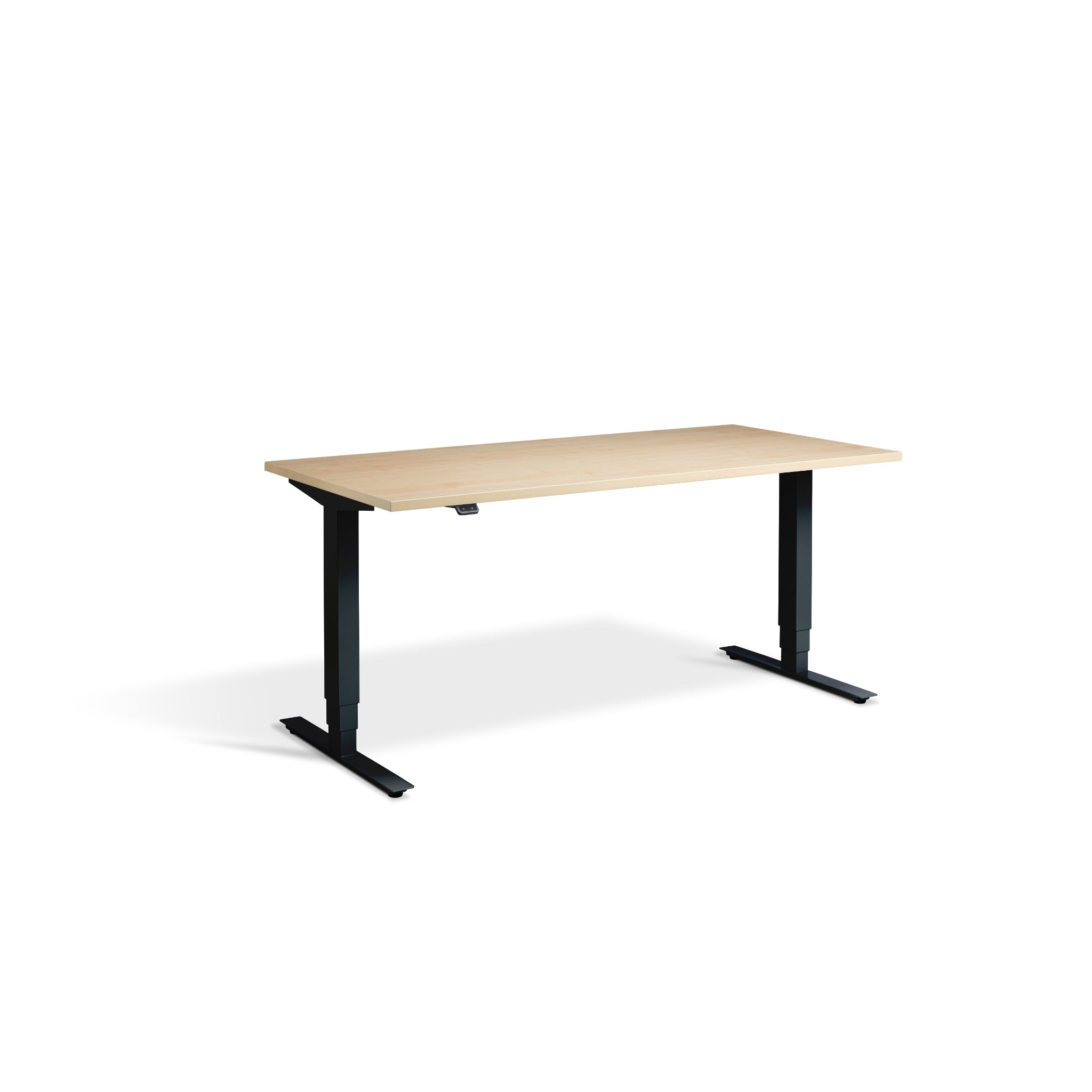 Quiet Motor Standing Desk with Black Frame and Maple Desktop