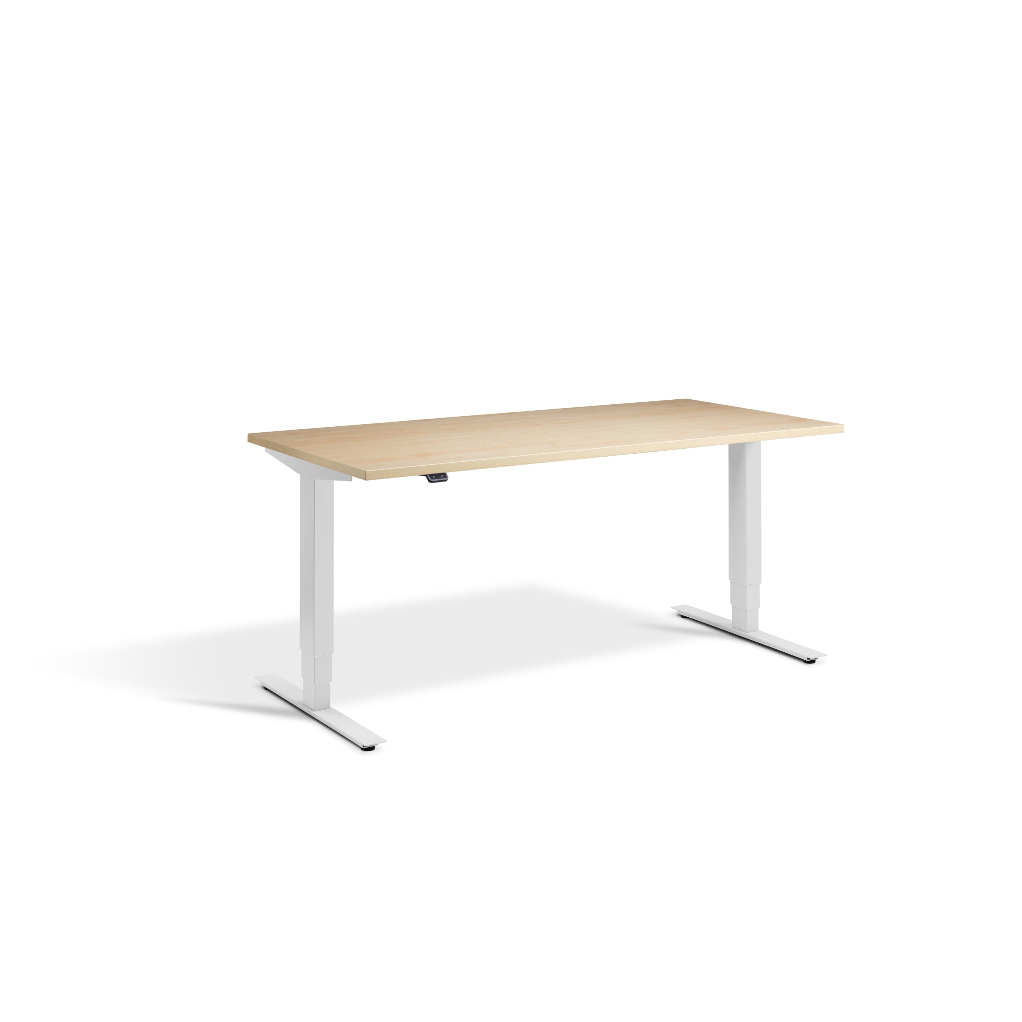 Quiet Motor Standing Desk with Light Grey Frame and Maple Desktop