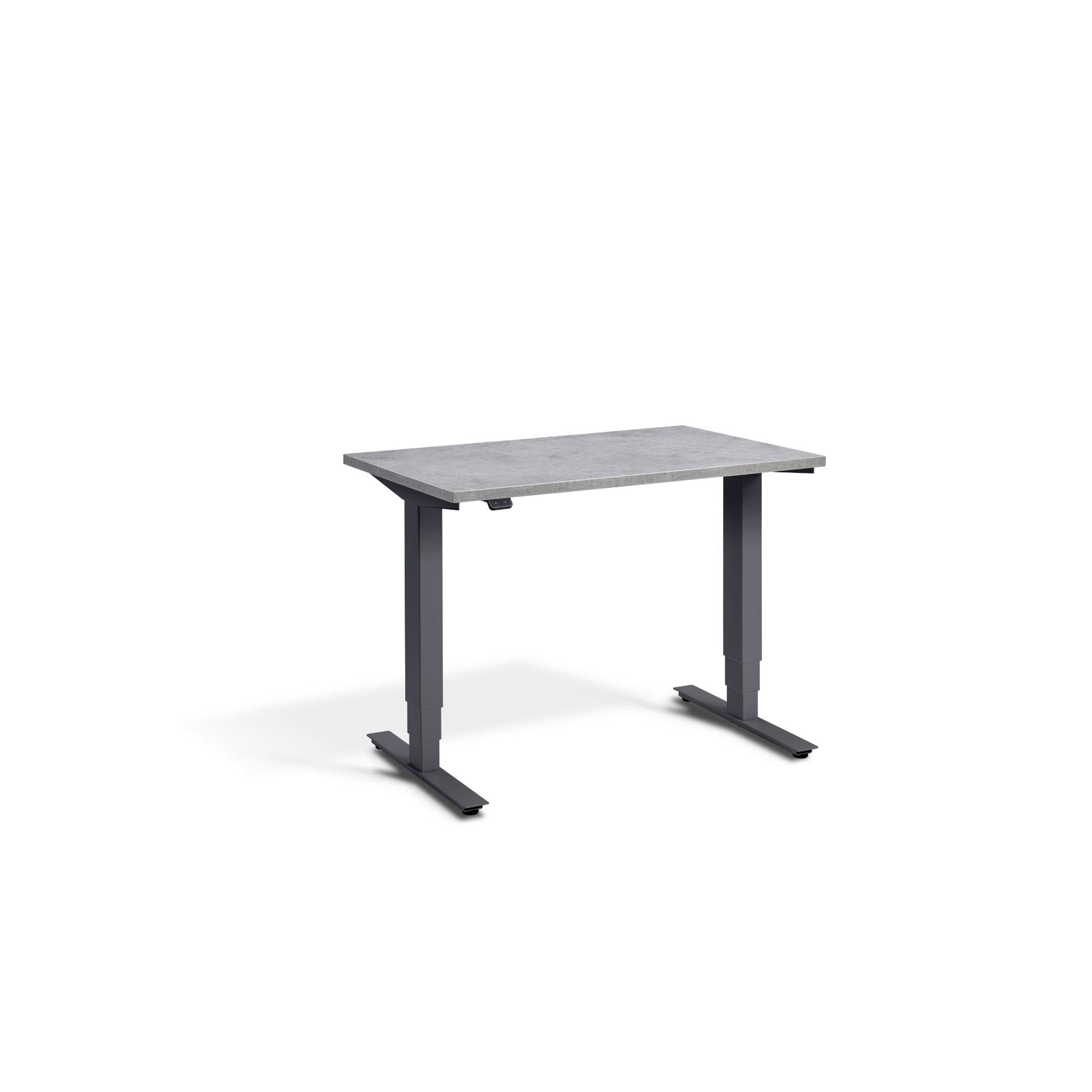 Quiet Compact Desk with Anthracite Frame and Light Concrete Desktop