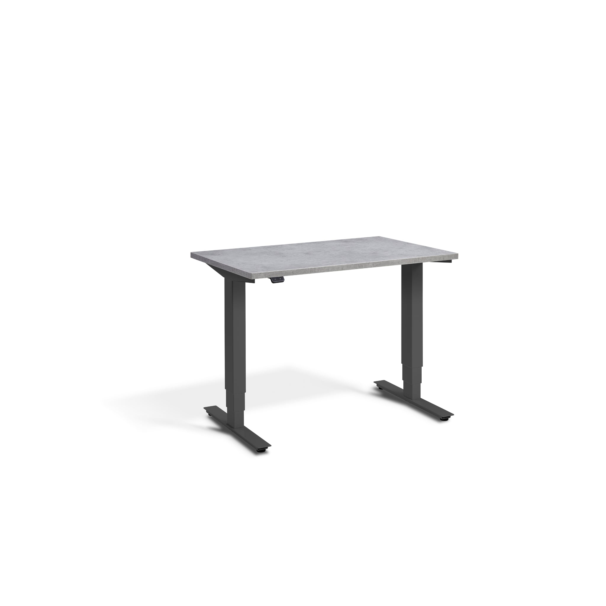 Quiet Compact Desk with Dark Grey Frame and Light Concrete Desktop