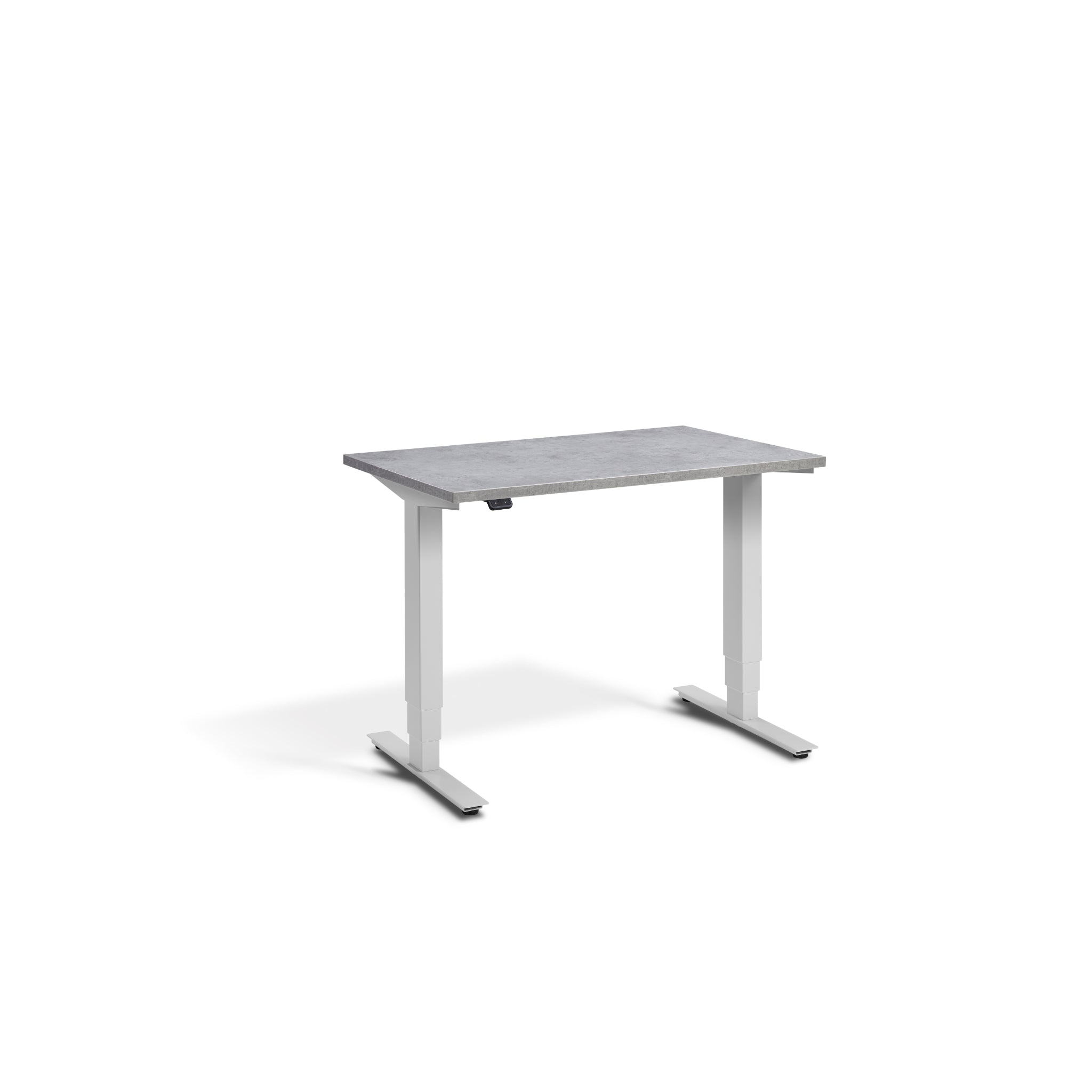 Quiet Compact Desk with Light Grey Frame and Light Concrete Desktop