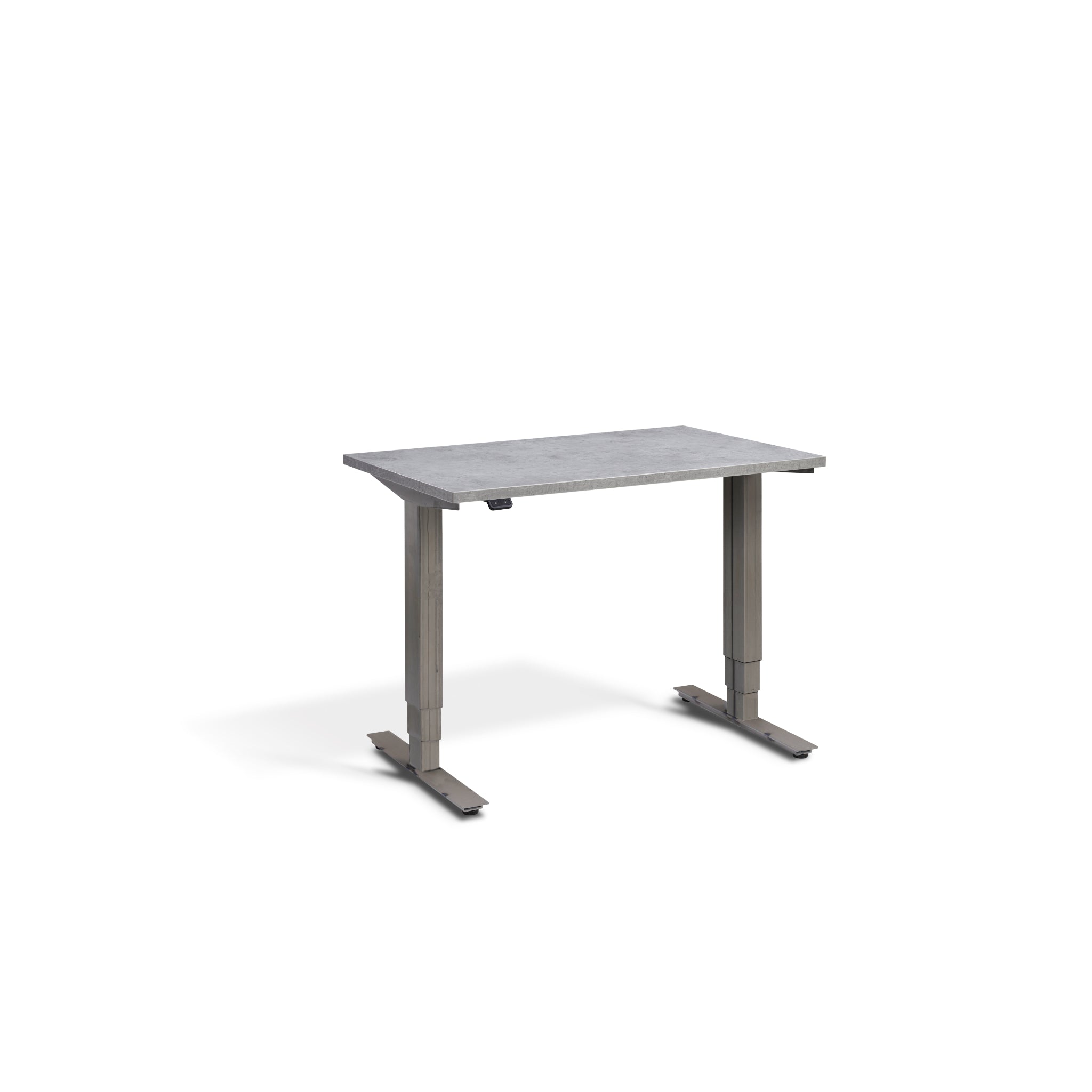 Quiet Compact Desk with Raw Steel Frame and Light Concrete Desktop