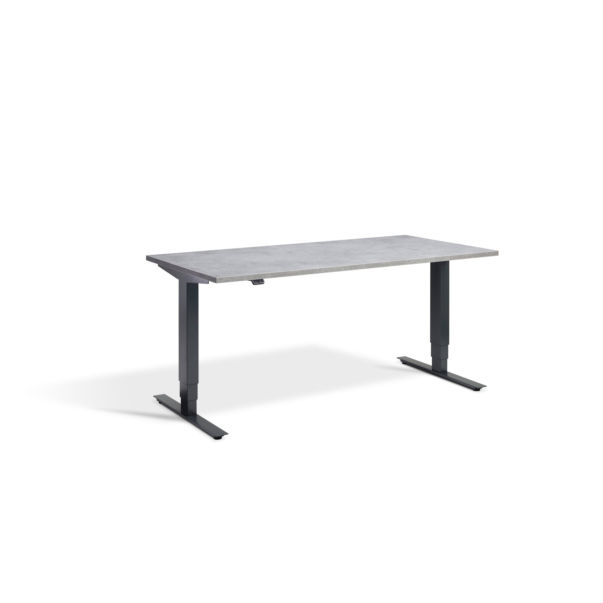 Quiet Motor Standing Desk with Anthracite Frame and Light Concrete Desktop