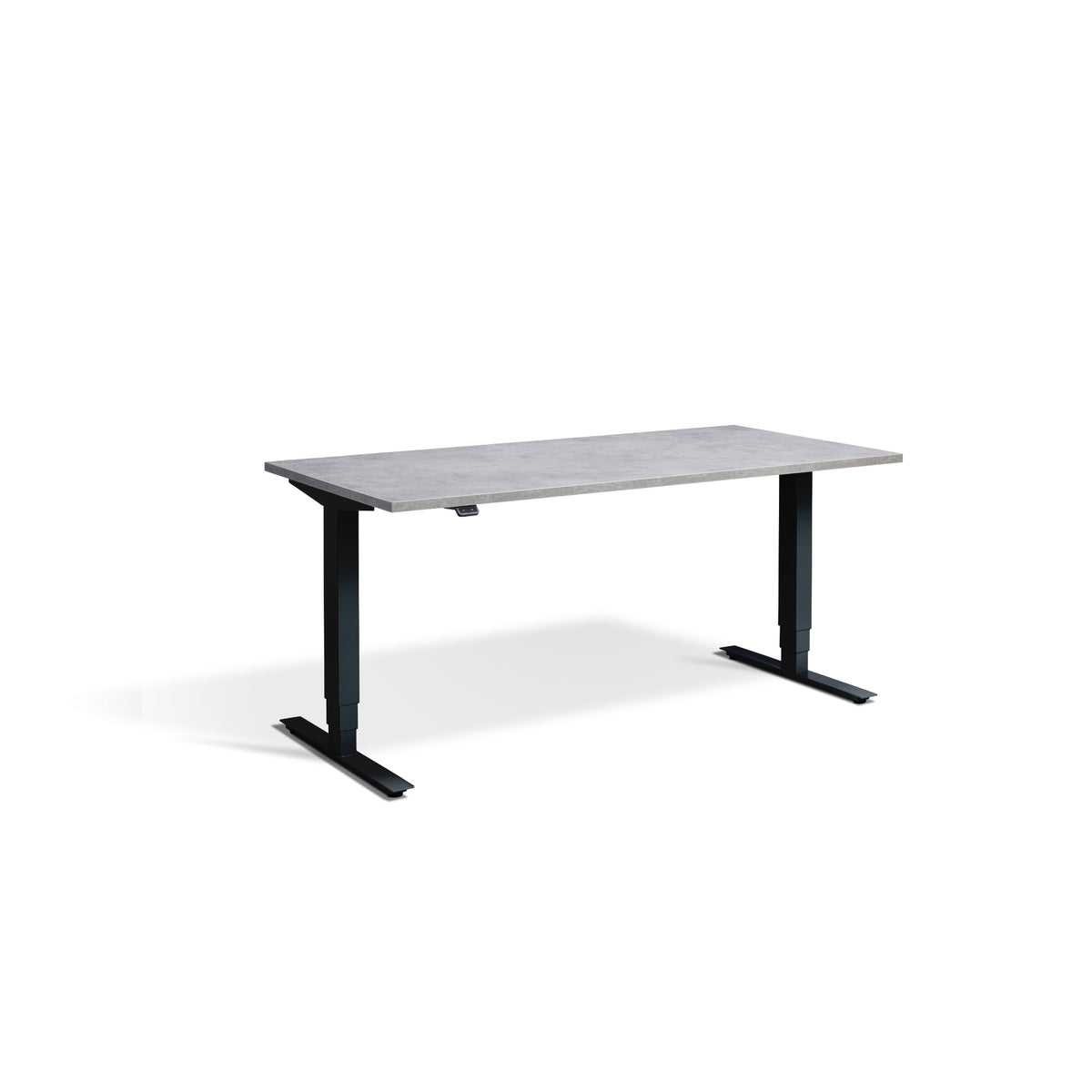 Quiet Motor Standing Desk with Black Frame and Light Concrete Desktop