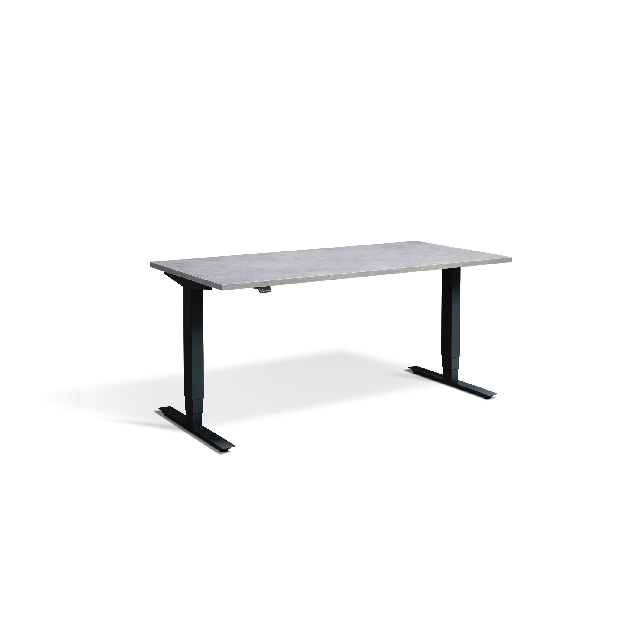 Quiet Motor Standing Desk with Black Frame and Light Concrete Desktop