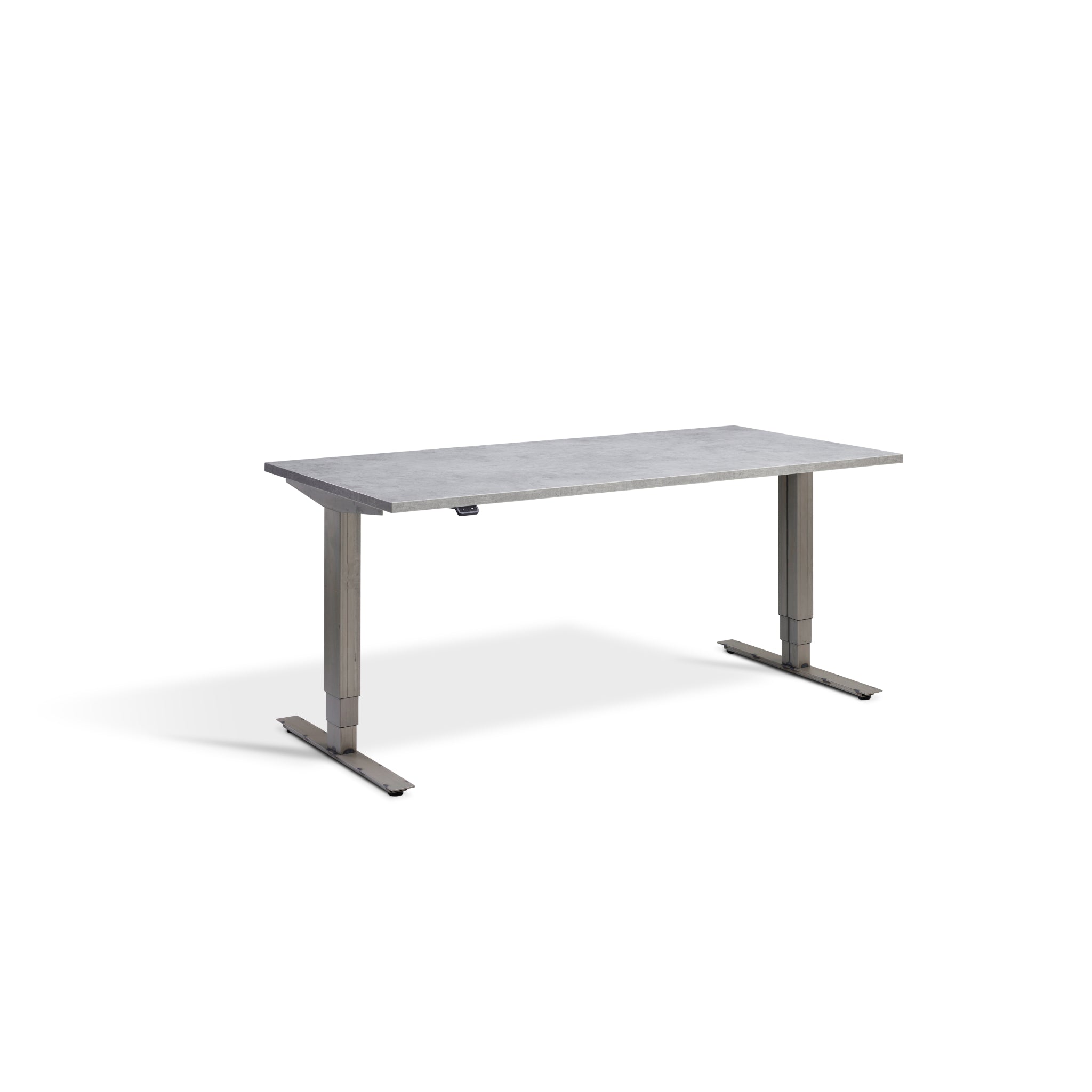 Quiet Motor Standing Desk with Raw Steel Frame and Light Concrete Desktop