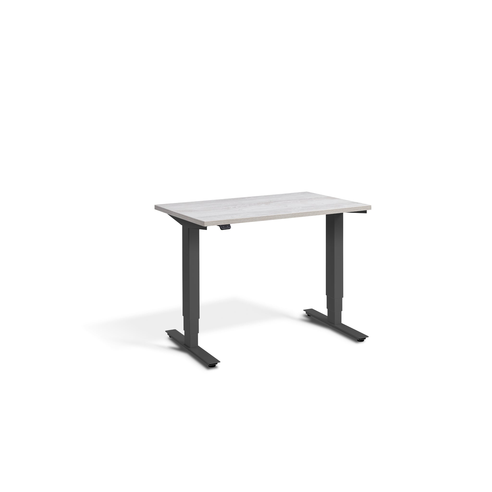 Quiet Compact Desk with Dark Grey Frame and Cascina Pine Desktop