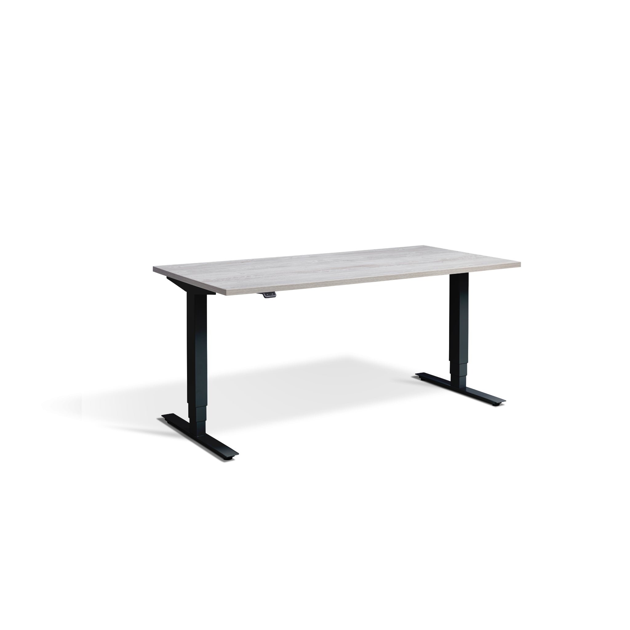 Quiet Motor Standing Desk with Black Frame and Cascina Pine Desktop