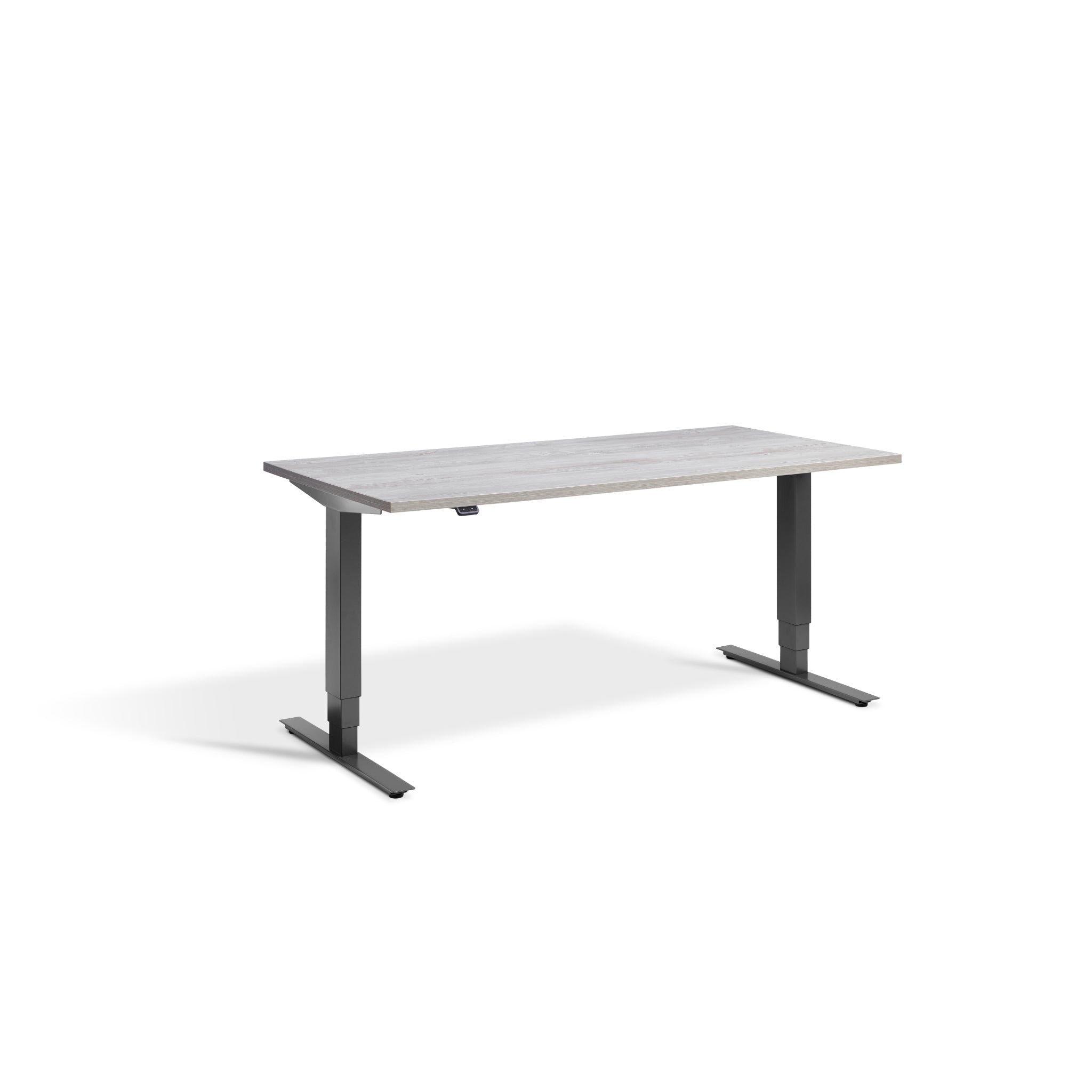 Quiet Motor Standing Desk with Dark Grey Frame and Cascina Pine Desktop