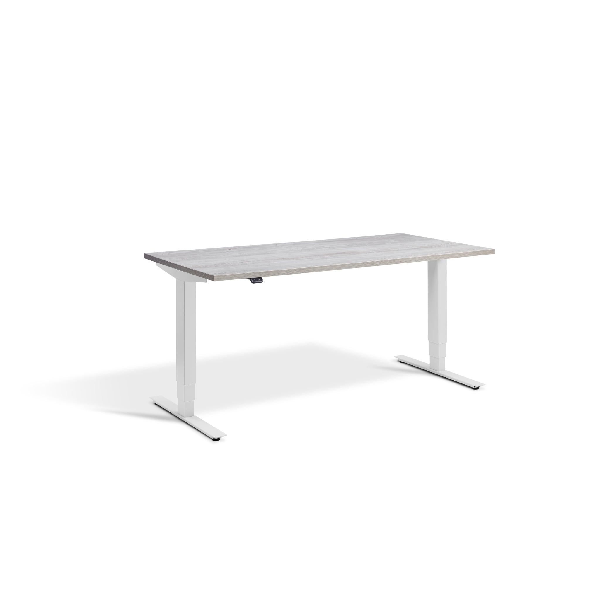 Quiet Motor Standing Desk with Light Grey Frame and Cascina Pine Desktop