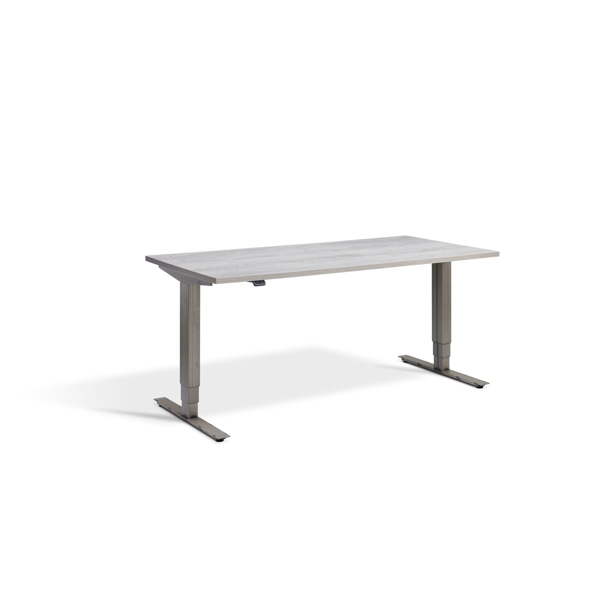 Quiet Motor Standing Desk with Raw Steel Frame and Cascina Pine Desktop