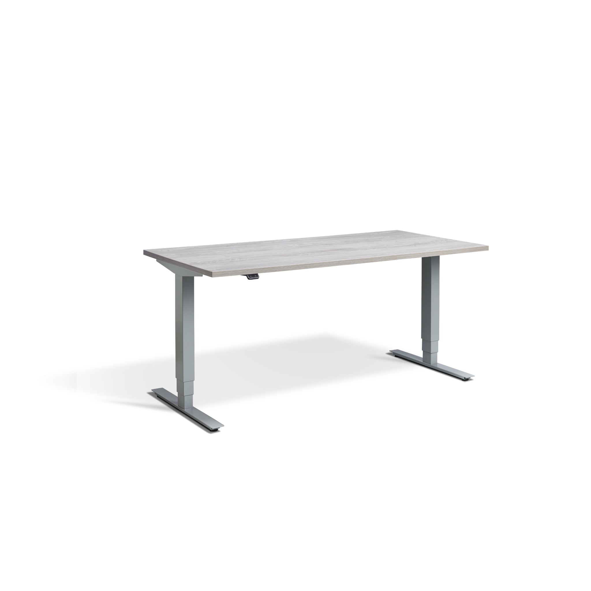 Quiet Motor Standing Desk with Silver Frame and Cascina Pine Desktop