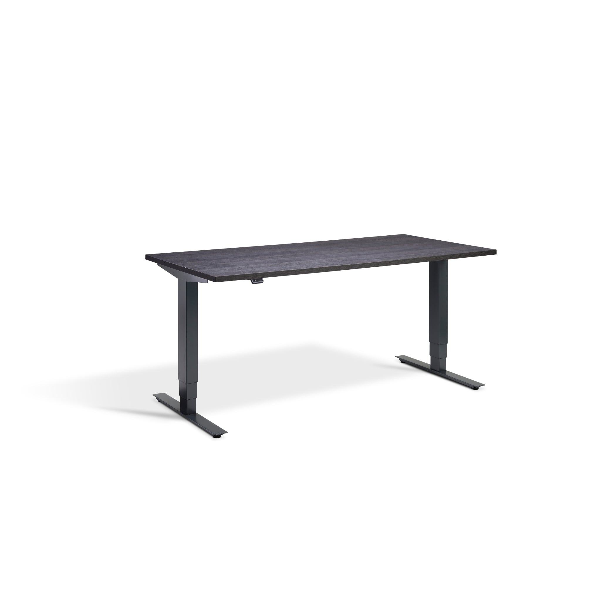 Quiet Motor Standing Desk with Anthracite Frame and Anthracite Sherman Oak Desktop