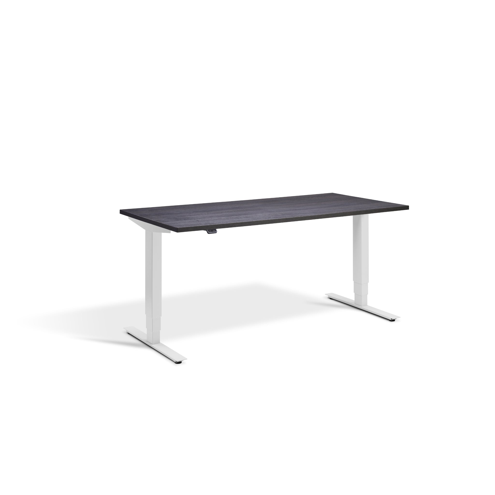 Quiet Motor Standing Desk with Light Grey Frame and Anthracite Sherman Oak Desktop