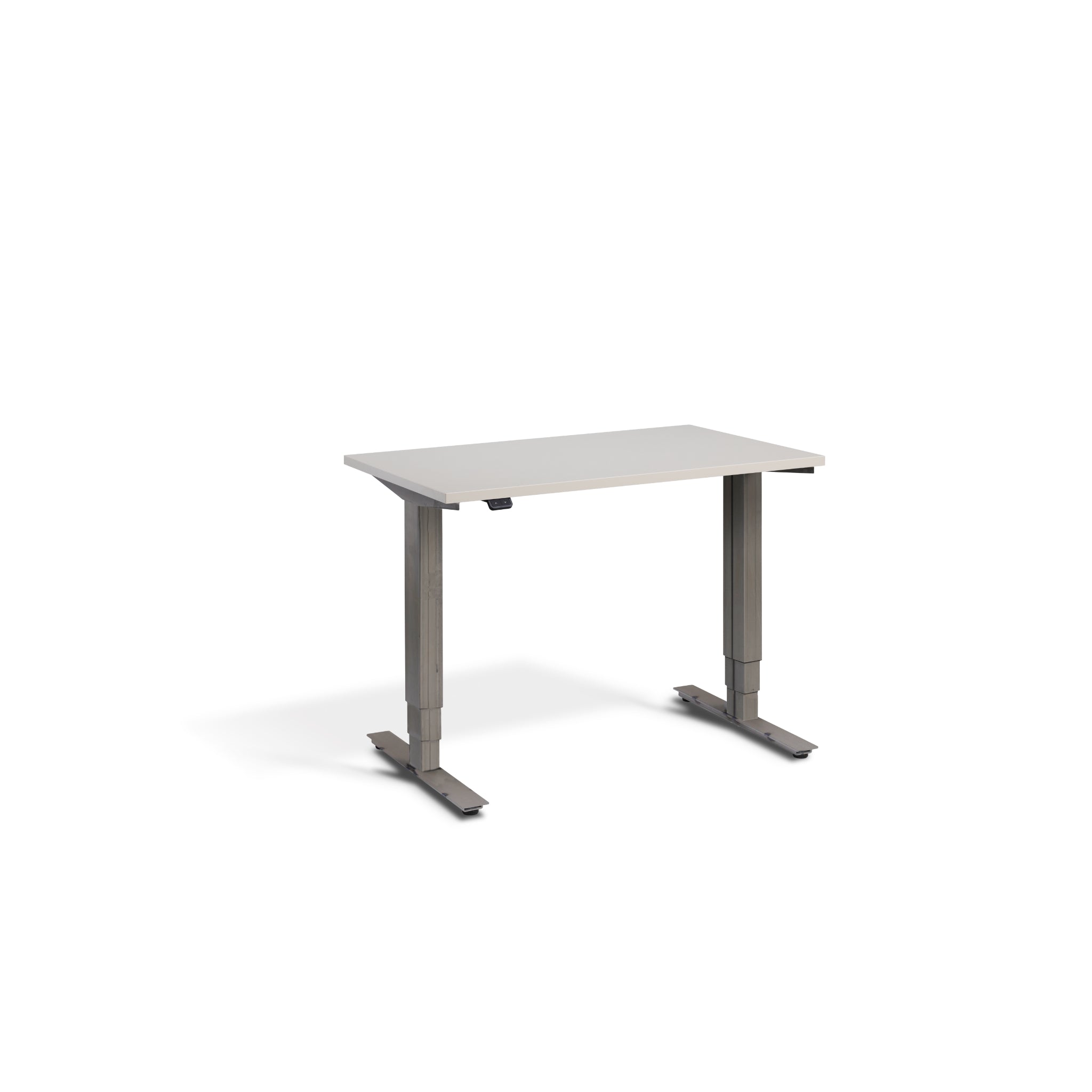 Quiet Compact Desk with Raw Steel Frame and Cashmere Desktop