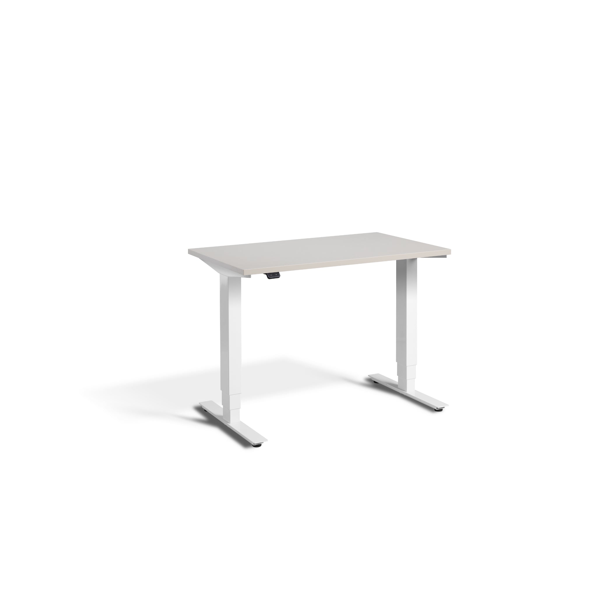 Quiet Compact Desk with White Frame and Cashmere Desktop