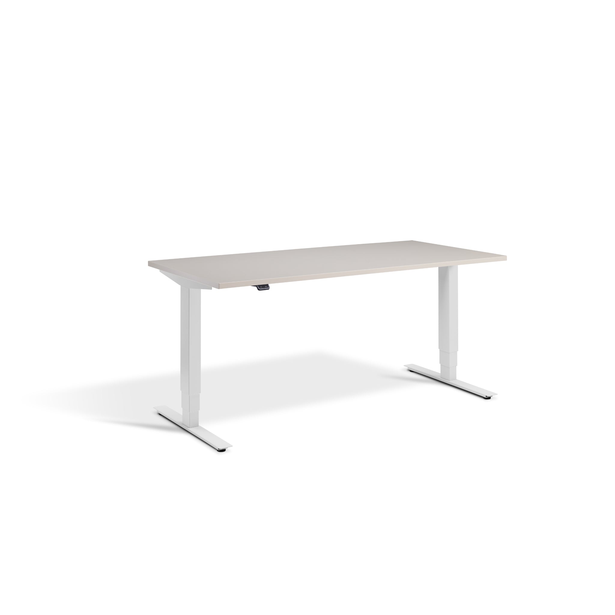 Quiet Motor Standing Desk with Light Grey Frame and Cashmere Desktop