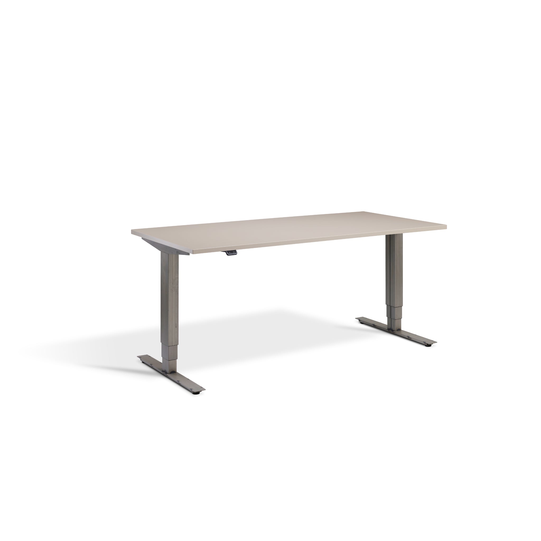 Quiet Motor Standing Desk with Raw Steel Frame and Cashmere Desktop