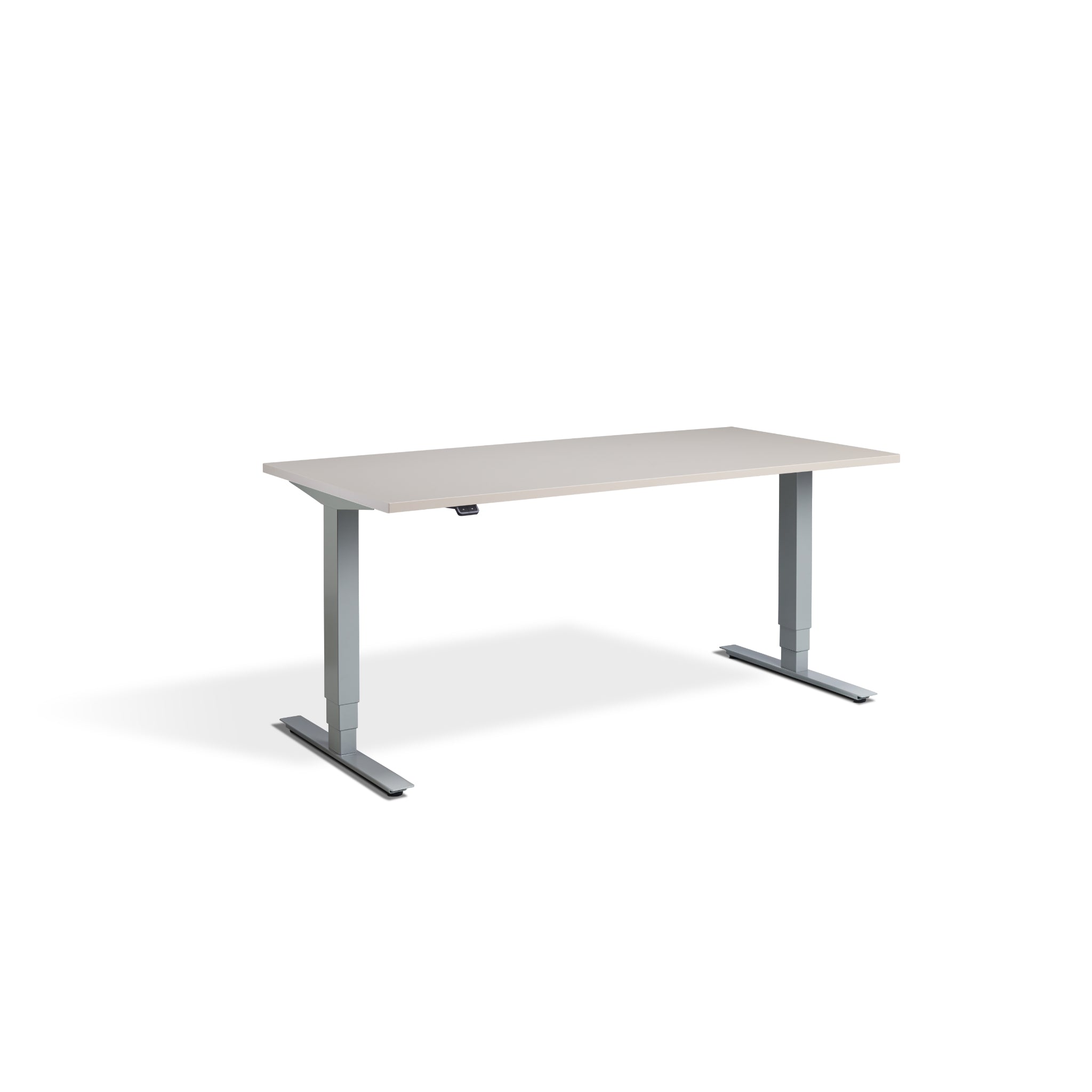 Quiet Motor Standing Desk with Silver Frame and Cashmere Desktop