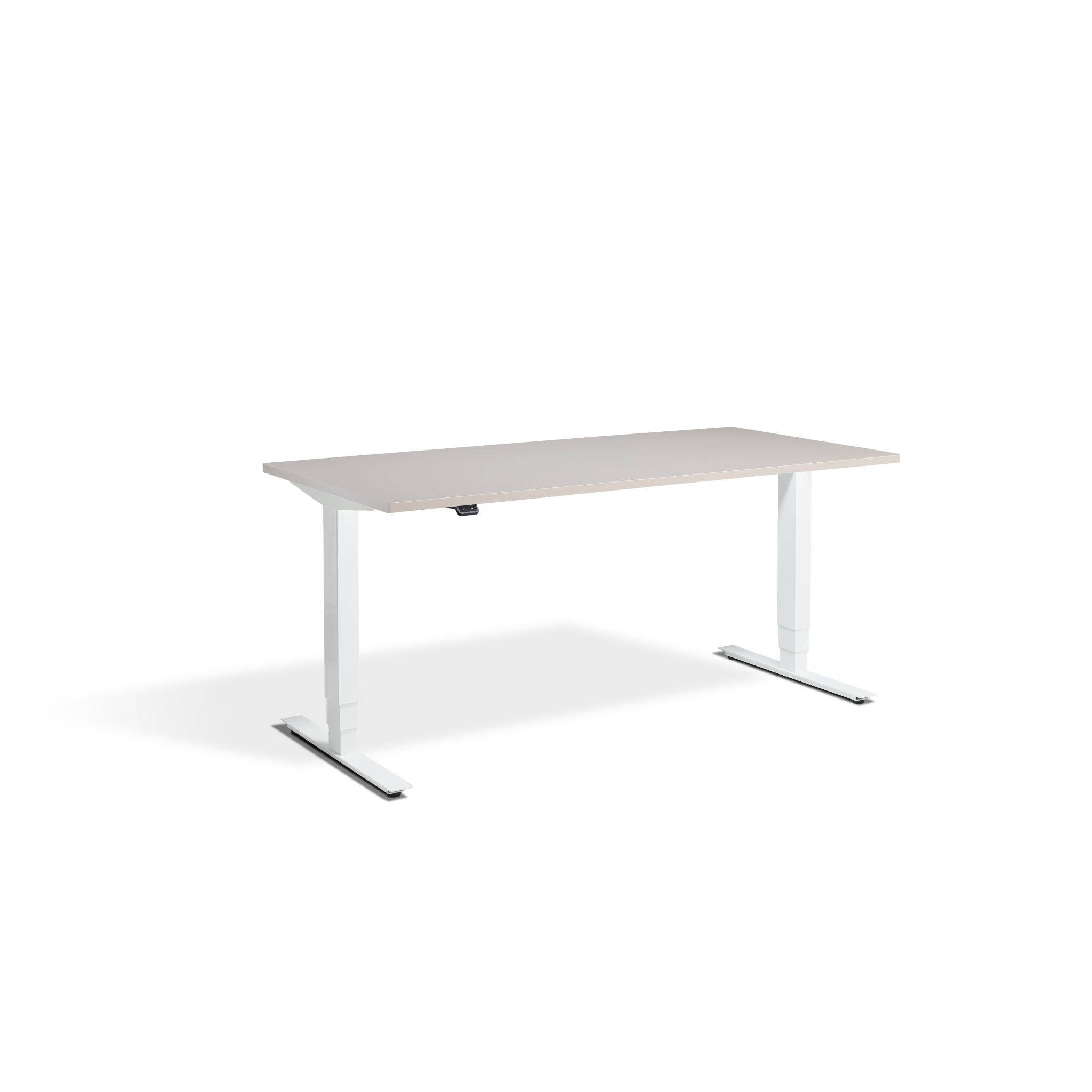 Quiet Motor Standing Desk with White Frame and Cashmere Desktop