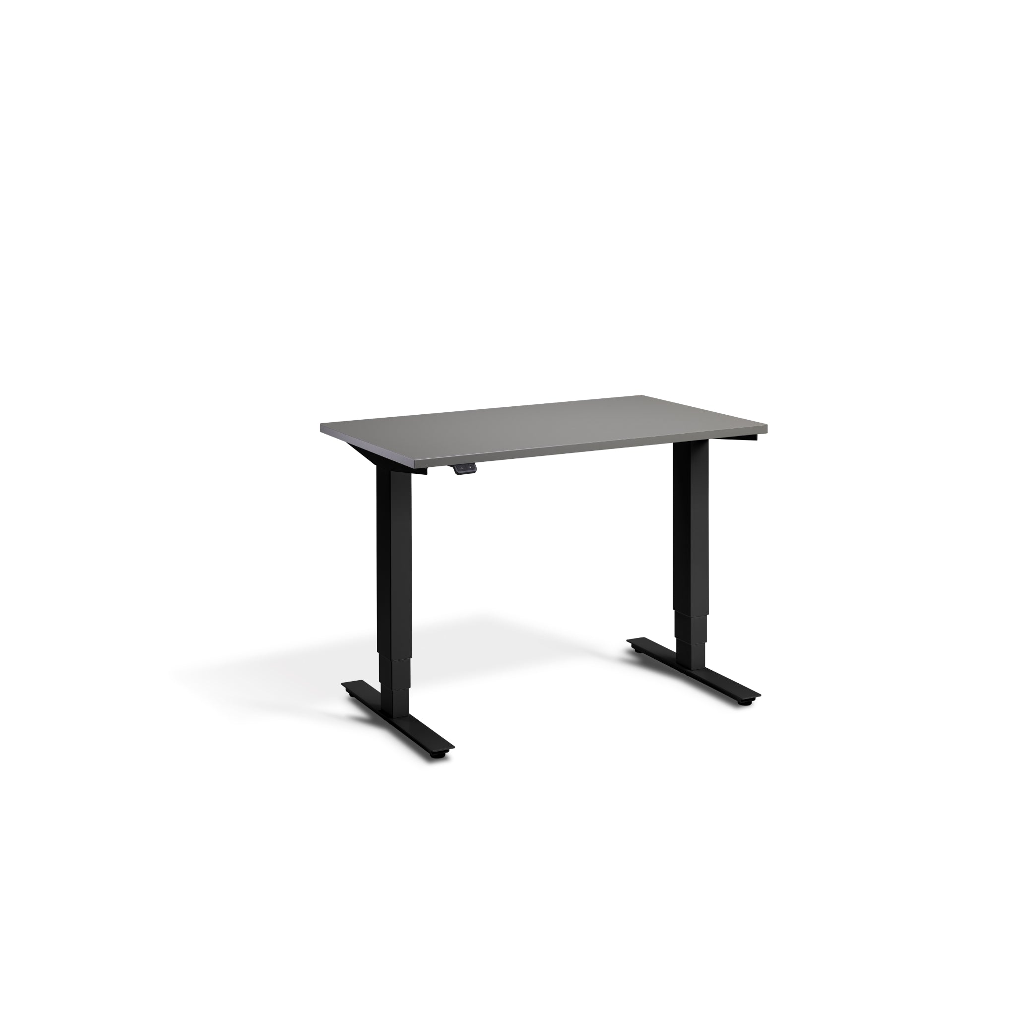 Quiet Compact Desk with Black Frame and Graphite Desktop