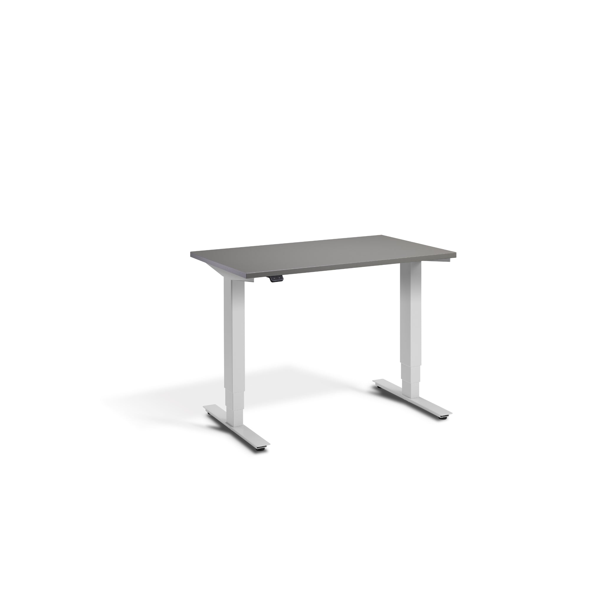 Quiet Compact Desk with Light Grey Frame and Graphite Desktop