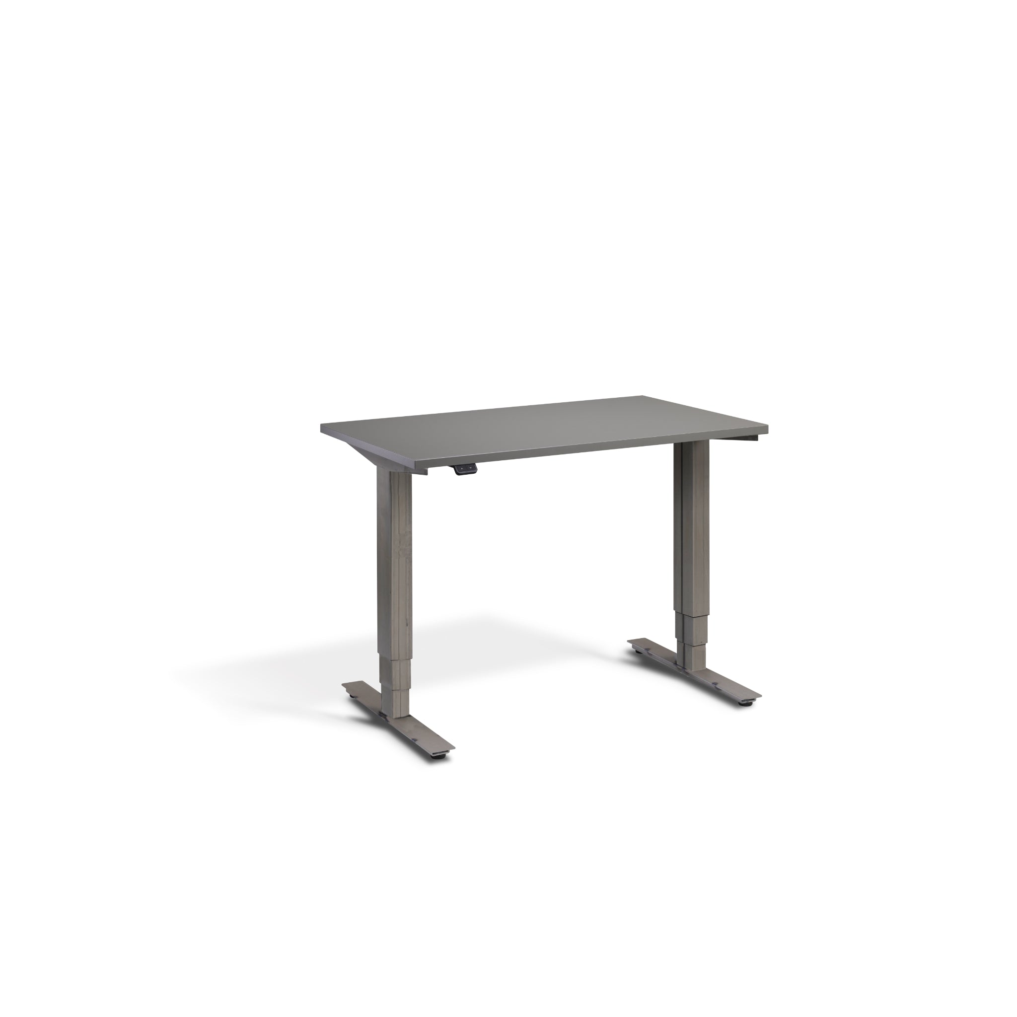 Quiet Compact Desk with Raw Steel Frame and Graphite Desktop