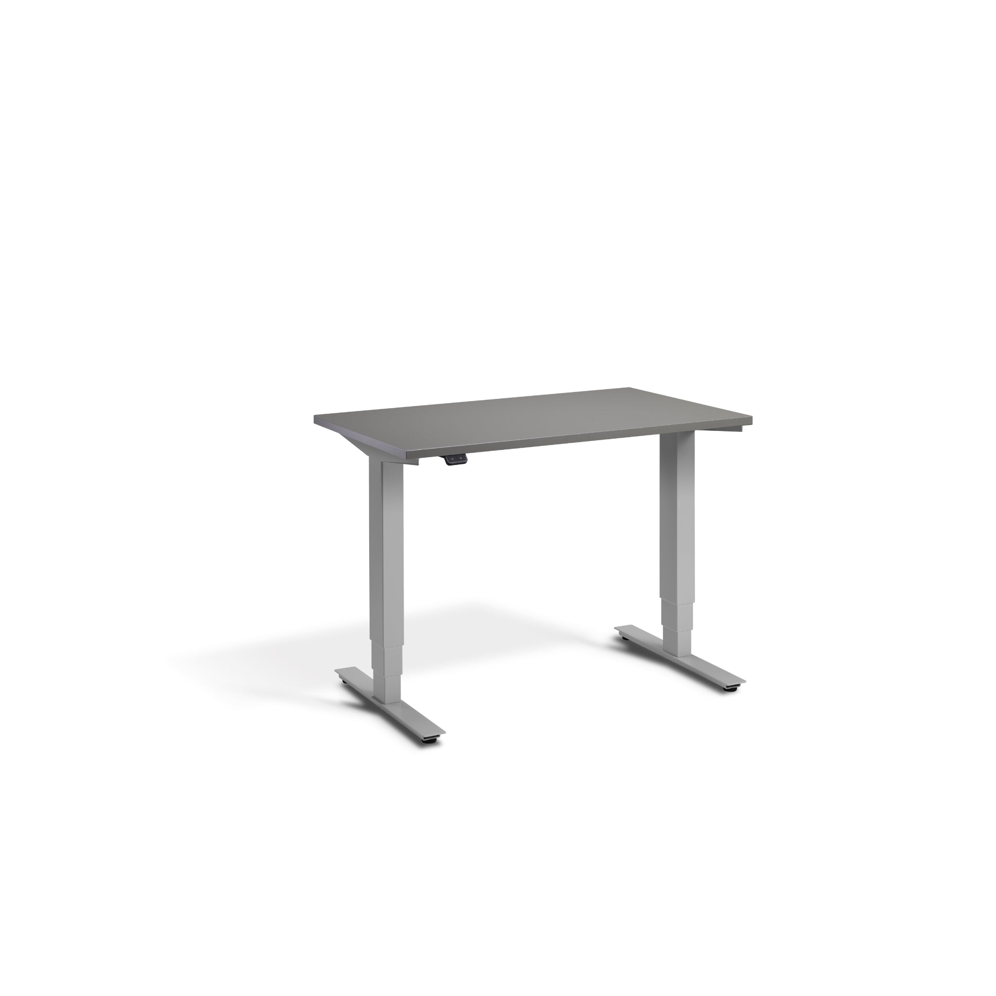 Quiet Compact Desk with Silver Frame and Graphite Desktop