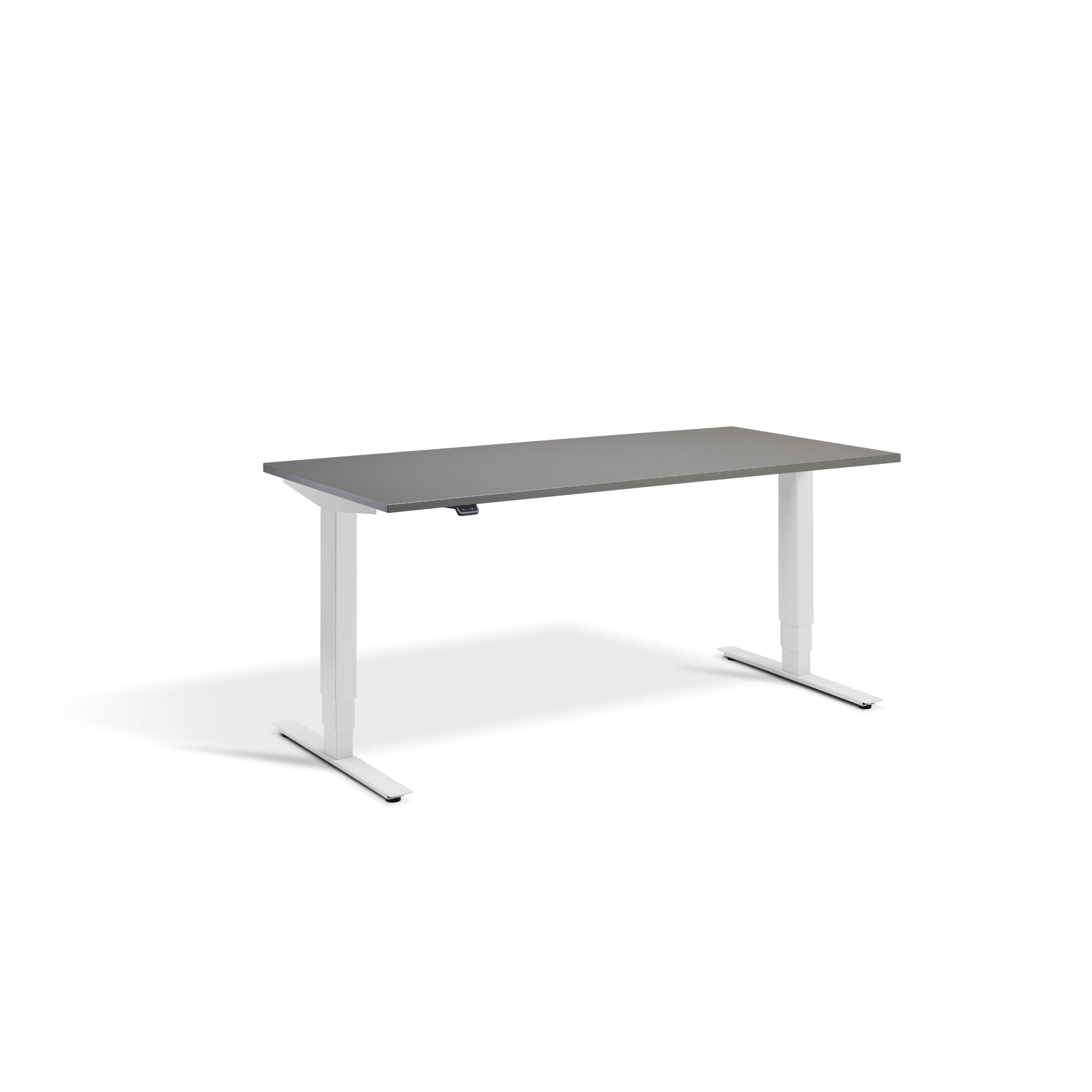Quiet Motor Standing Desk with Light Grey Frame and Graphite Desktop