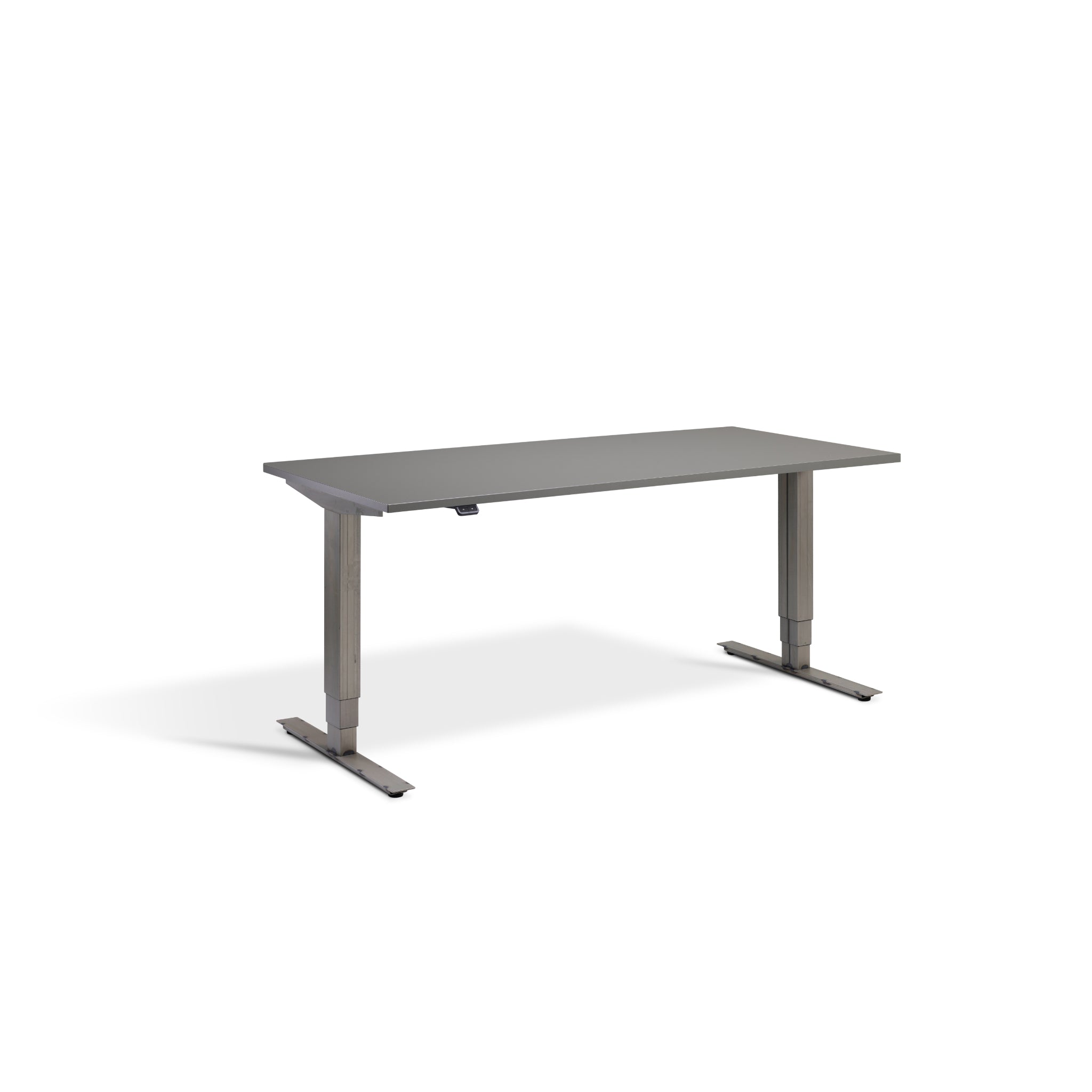 Quiet Motor Standing Desk with Raw Steel Frame and Graphite Desktop